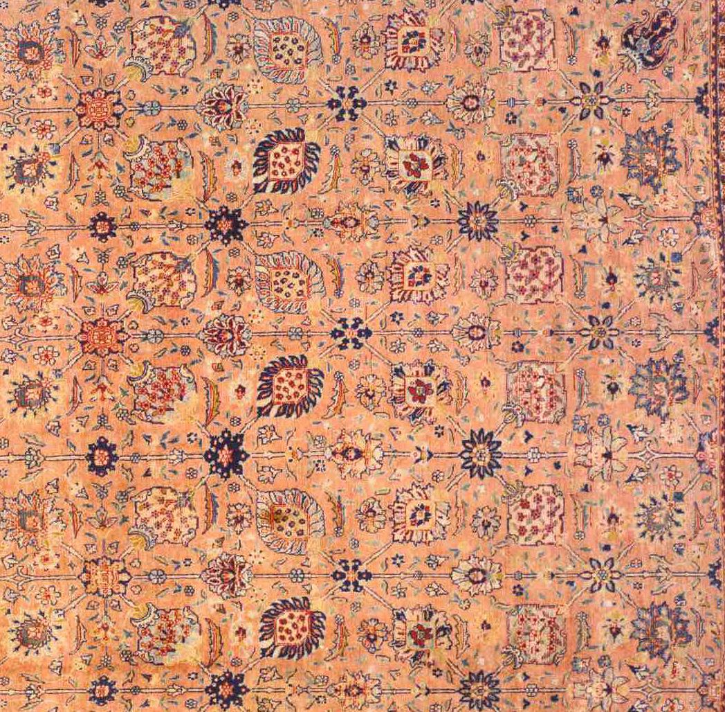 Antique Persian Tabriz Oriental Carpet, in Large Size with Allover Floral Design In Good Condition For Sale In New York, NY