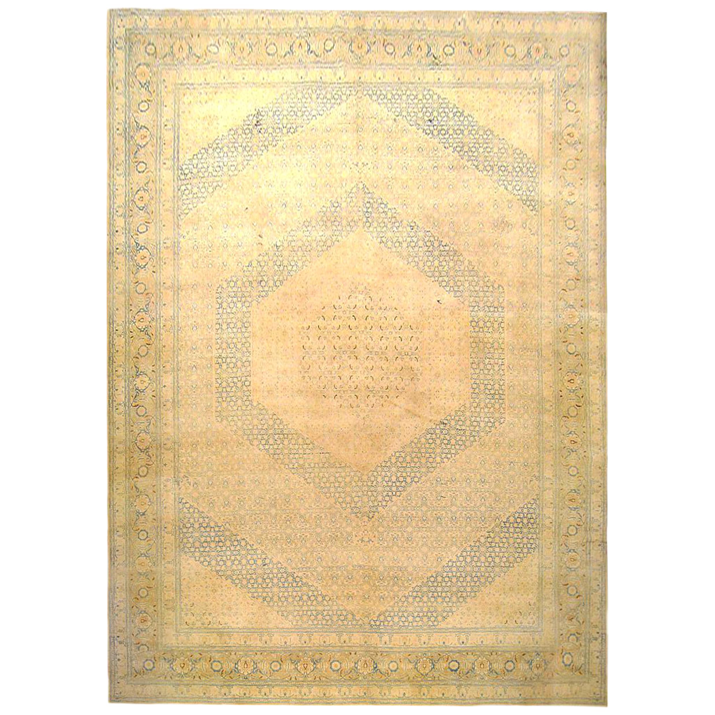 Antique Persian Tabriz Oriental Carpet in Large Squarish Size, with Soft Colors