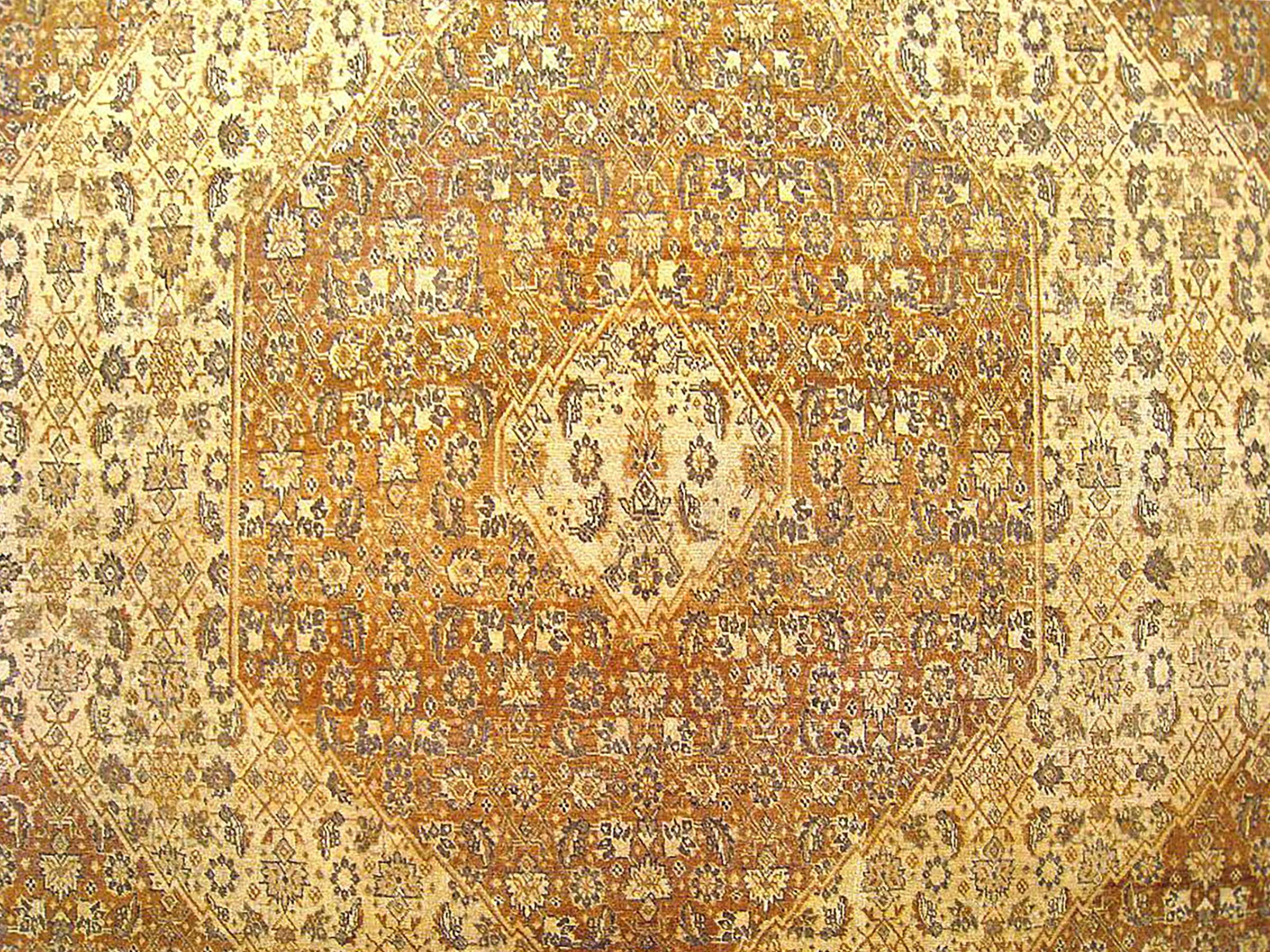 Early 20th Century Antique Persian Tabriz Oriental Carpet in Room Size with Central Medallion For Sale
