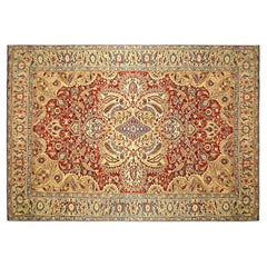 Antique Persian Tabriz Oriental Carpet in Room Size with Central Medallion