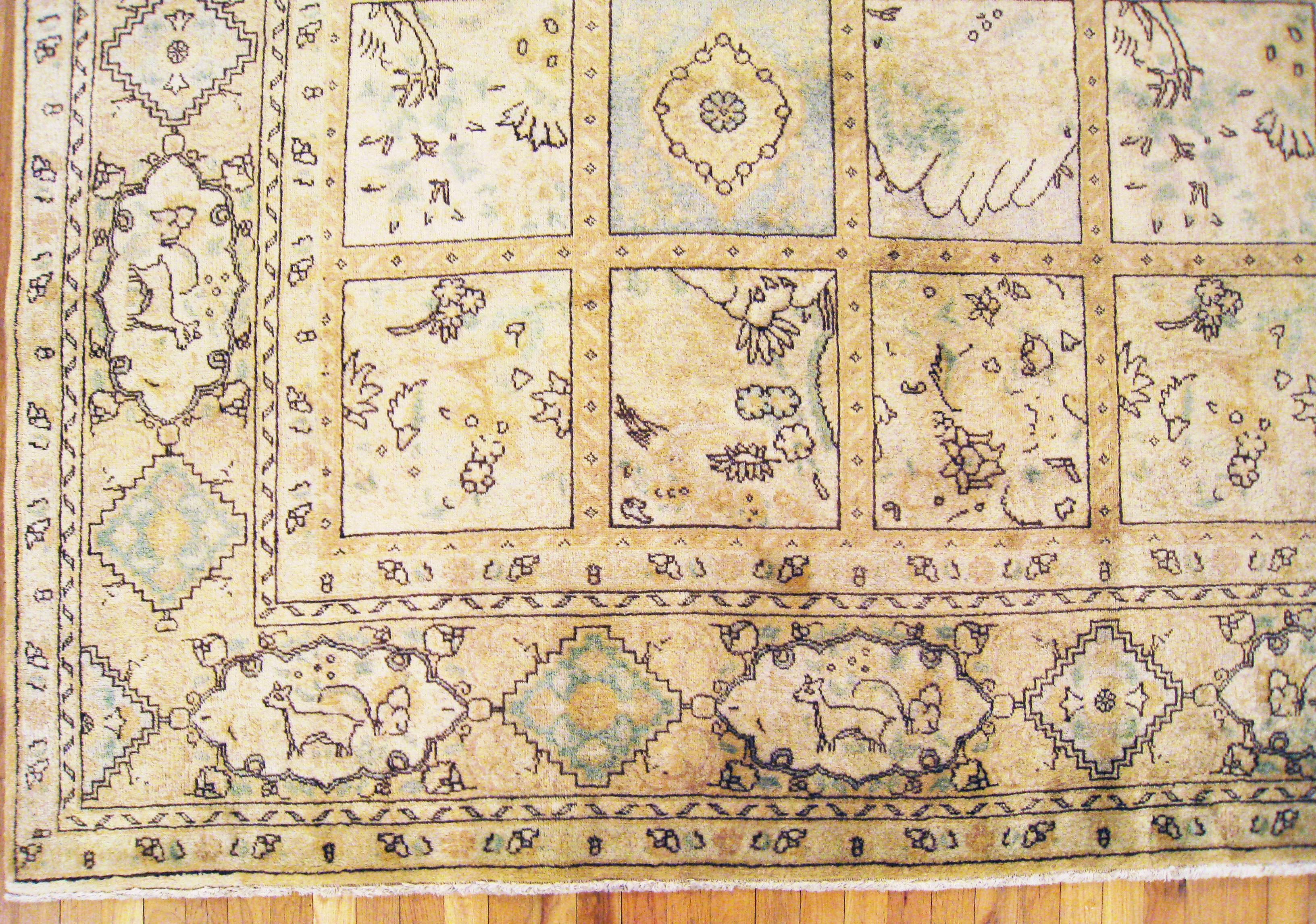 Hand-Knotted Antique Persian Tabriz Oriental Carpet in Room Size with Garden Design For Sale