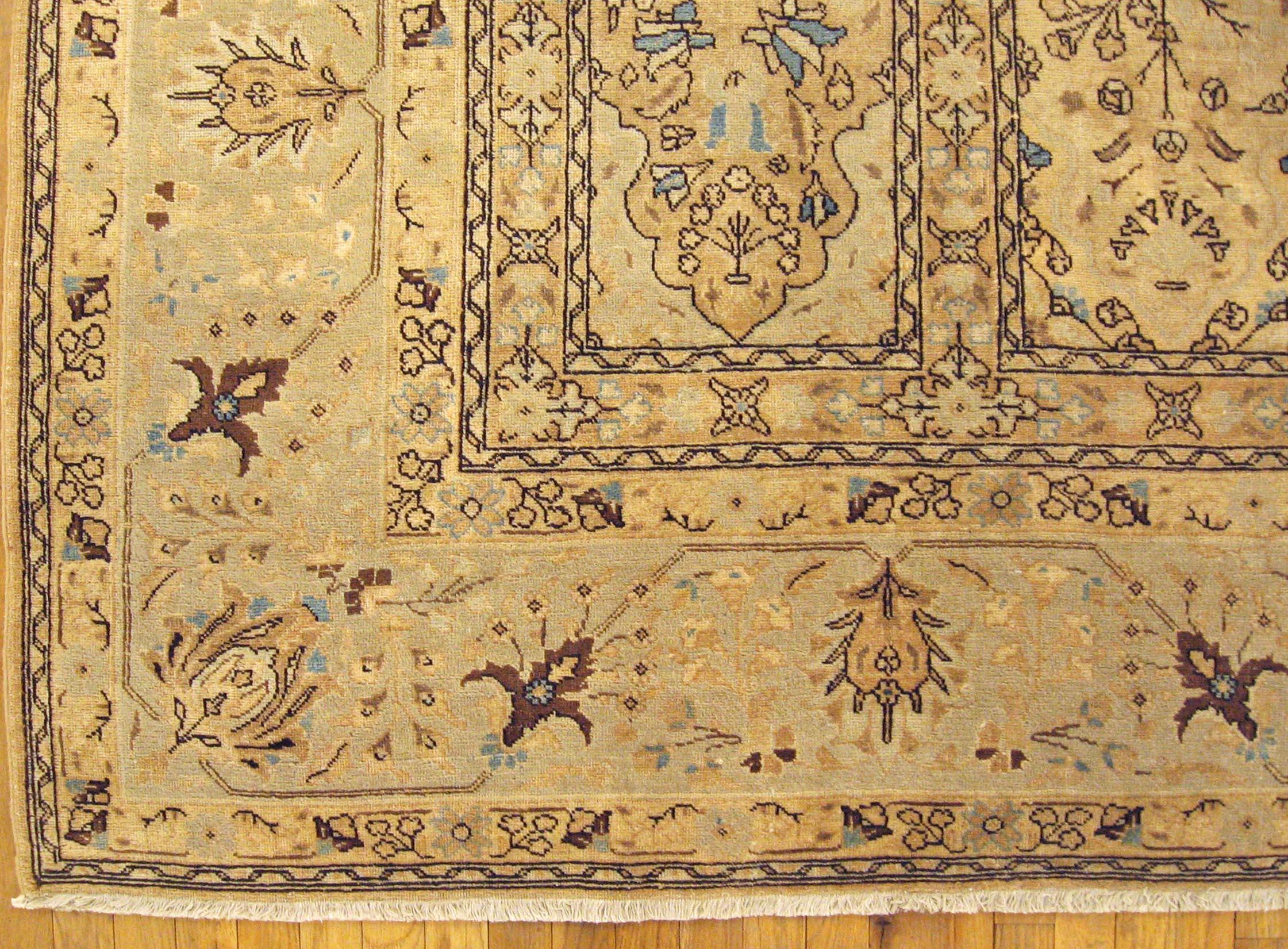 Hand-Knotted Antique Persian Tabriz Oriental Carpet in Room Size with Garden Design For Sale