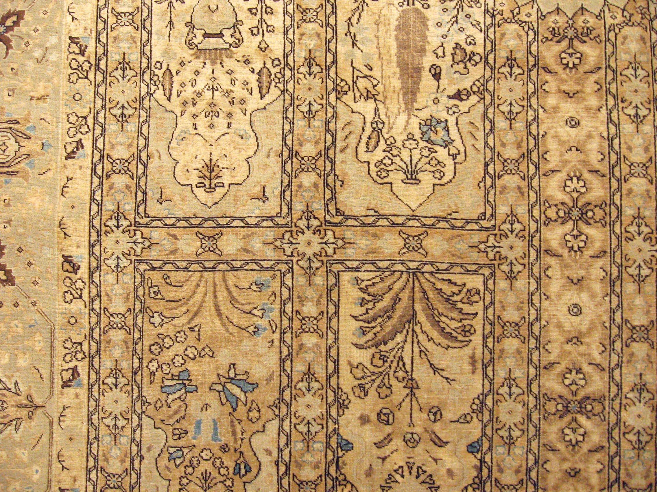 Antique Persian Tabriz Oriental Carpet in Room Size with Garden Design In Good Condition For Sale In New York, NY