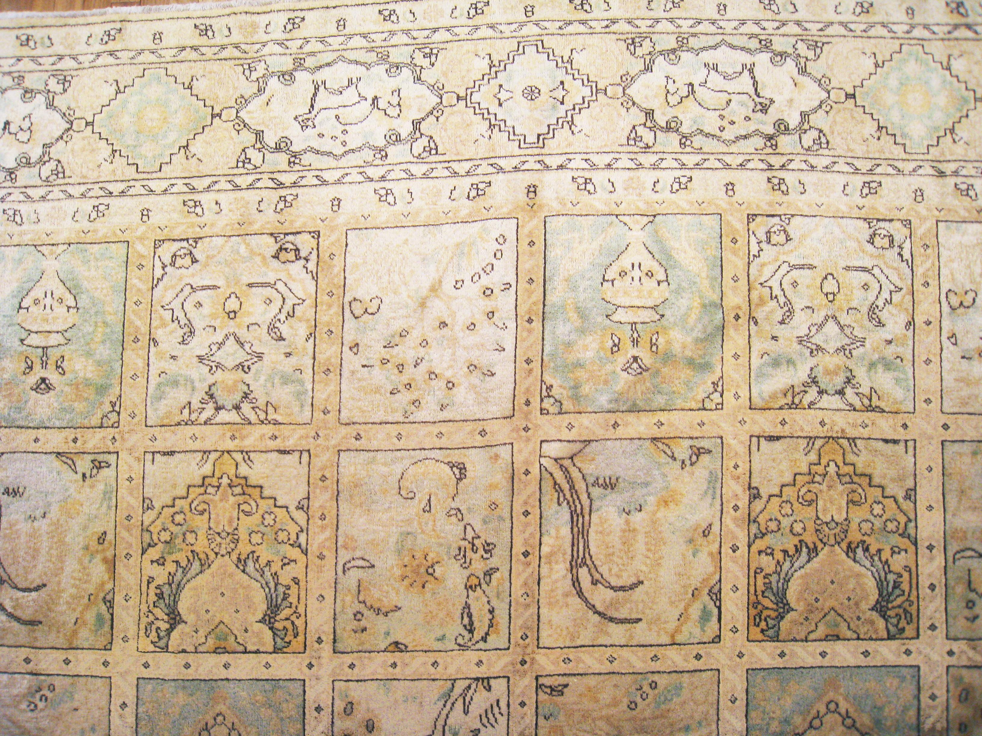 Wool Antique Persian Tabriz Oriental Carpet in Room Size with Garden Design For Sale
