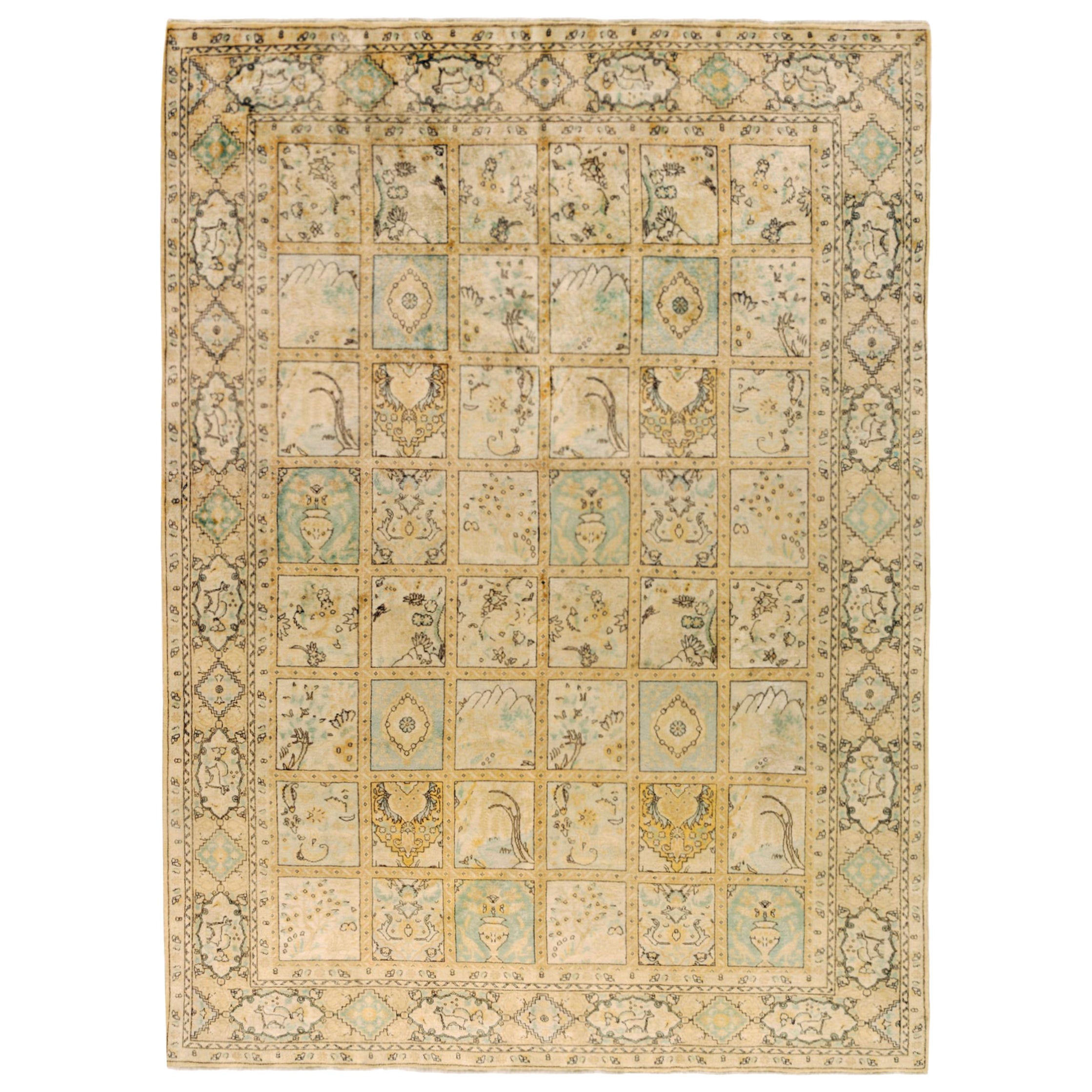 Antique Persian Tabriz Oriental Carpet in Room Size with Garden Design For Sale