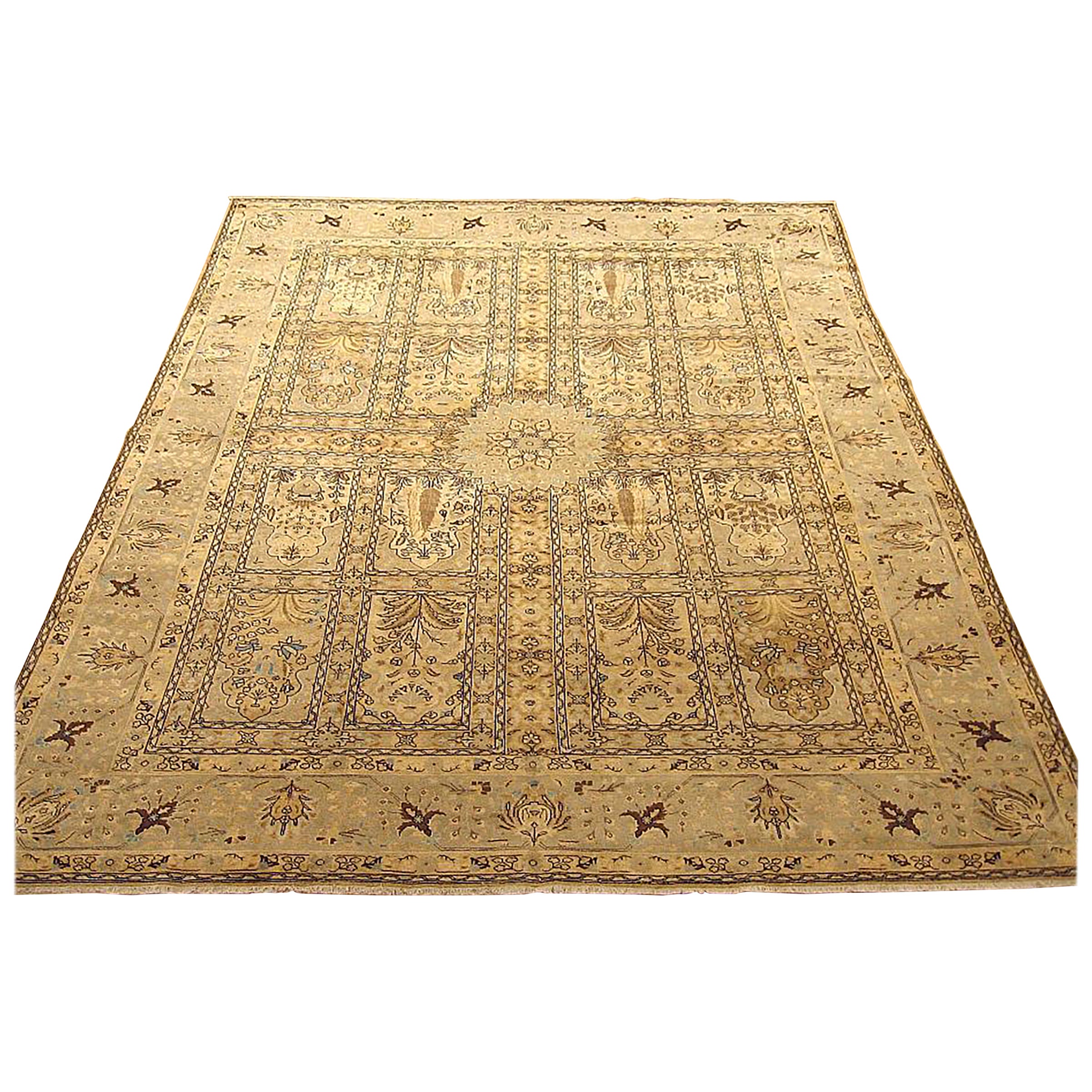 Antique Persian Tabriz Oriental Carpet in Room Size with Garden Design For Sale