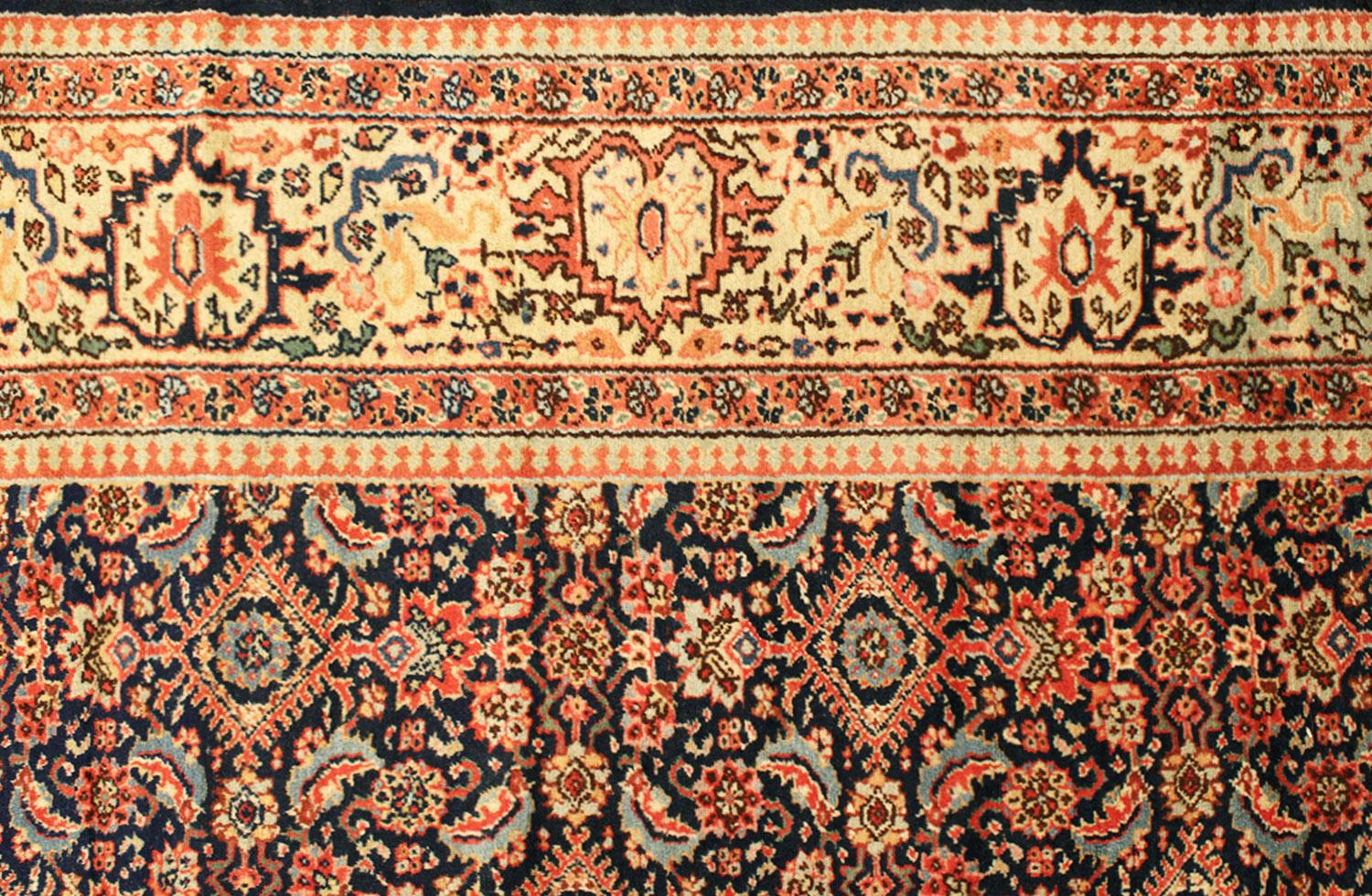 Hand-Knotted Antique Persian Tabriz Oriental Carpet in Room Size with Herati Design For Sale