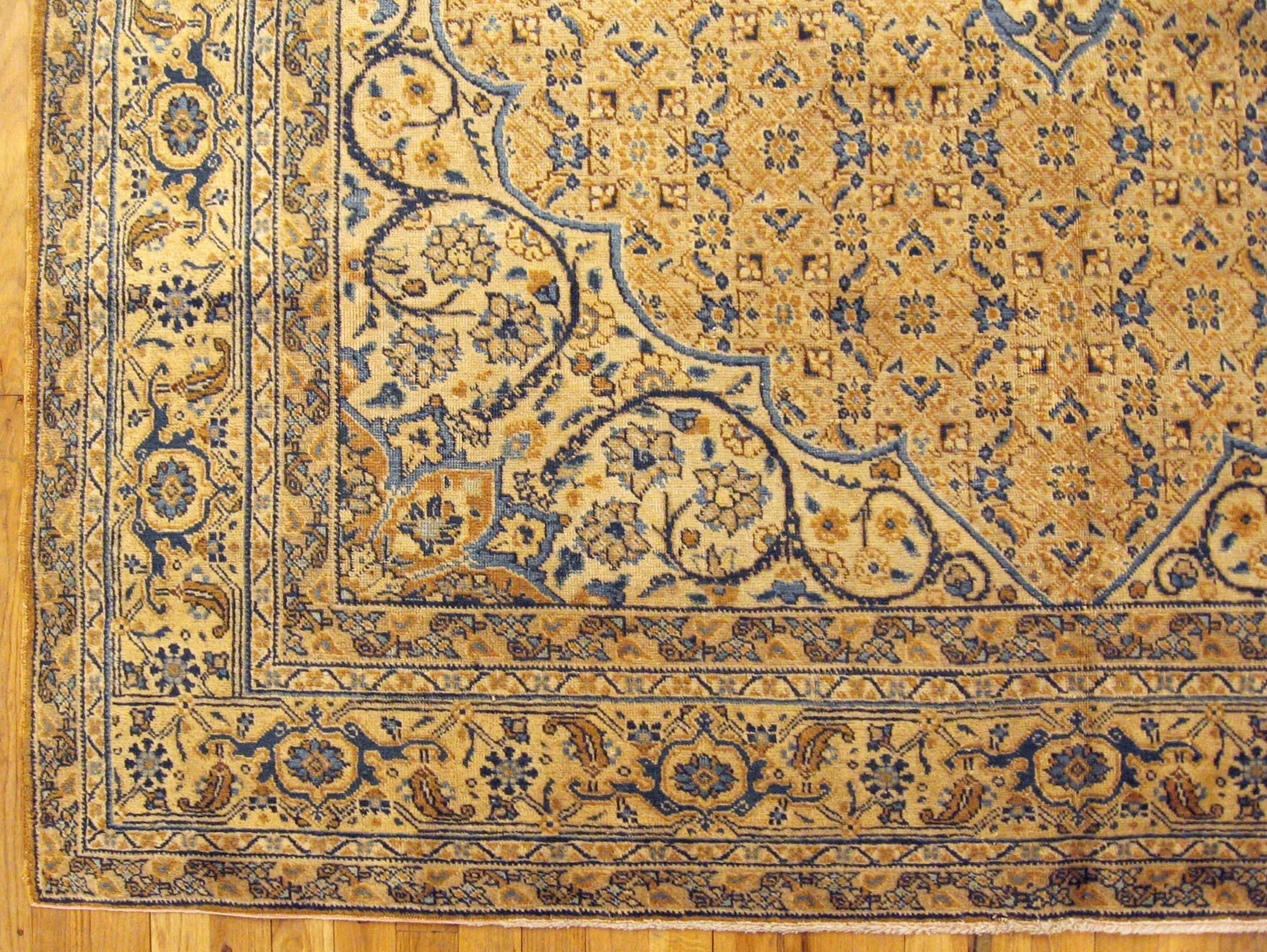 Hand-Knotted Antique Persian Tabriz Oriental Carpet in Room Size with Medallion For Sale