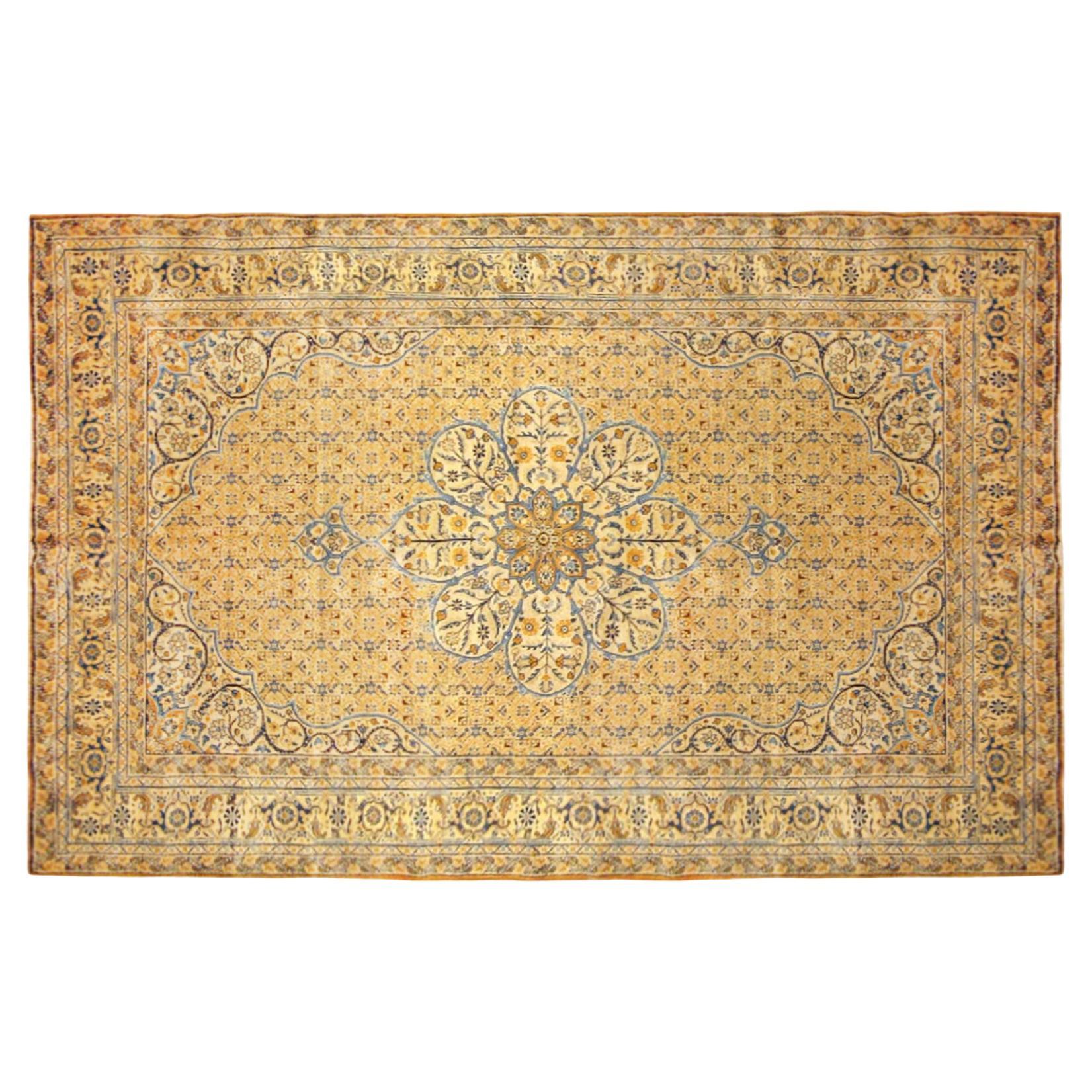 Antique Persian Tabriz Oriental Carpet in Room Size with Medallion For Sale