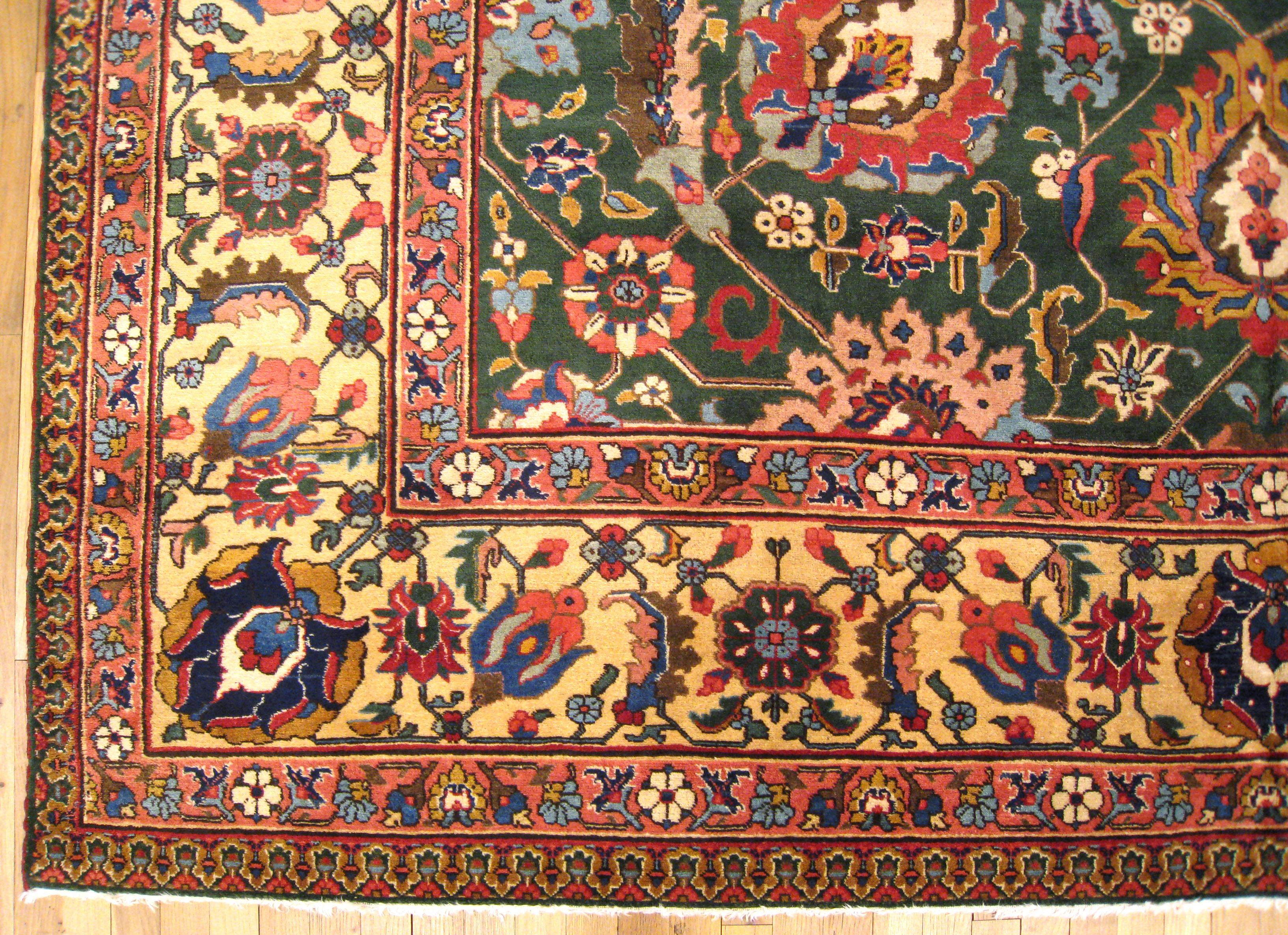 Hand-Knotted Antique Persian Tabriz Oriental Carpet in Room Size with Palmettes For Sale
