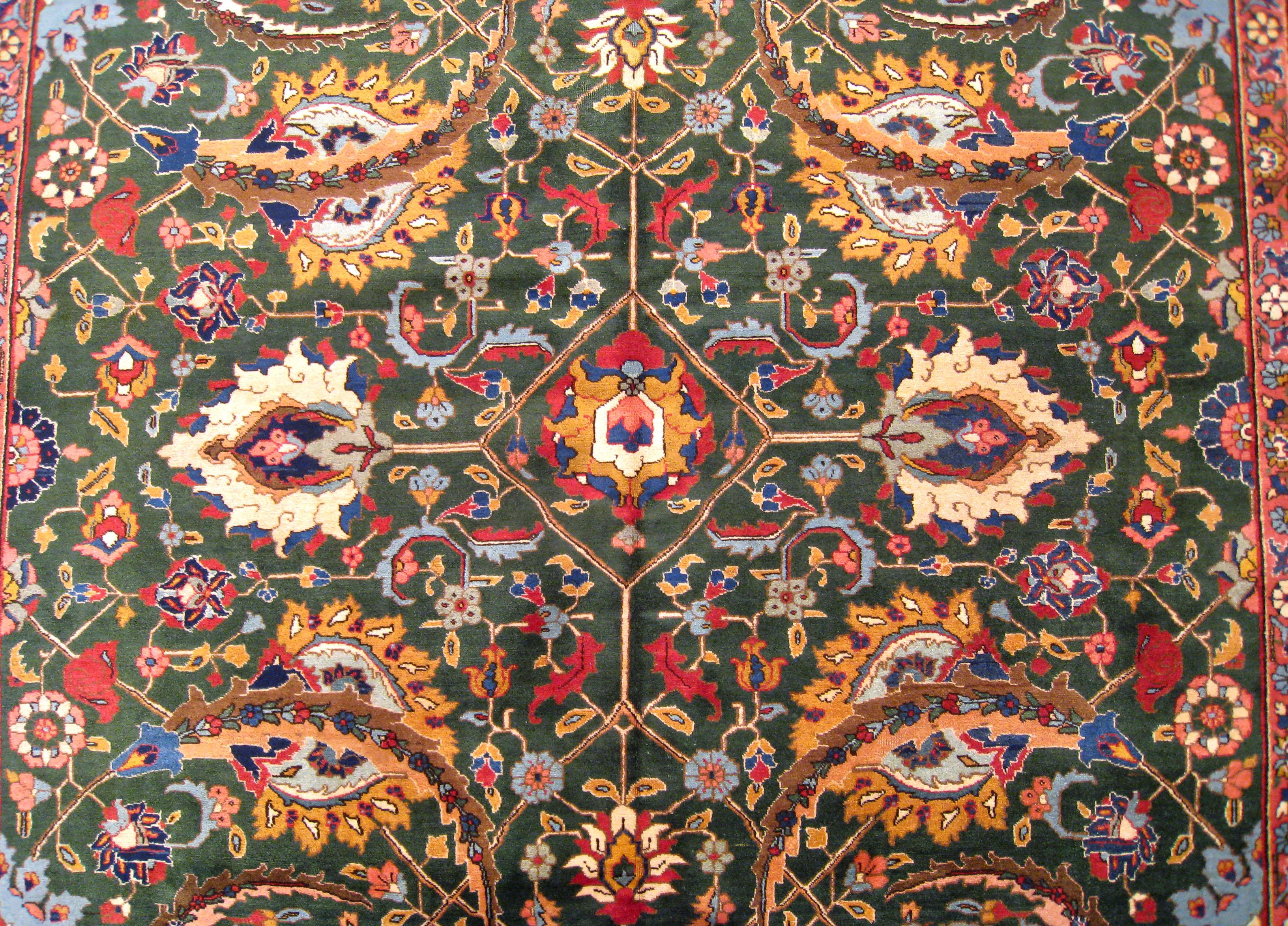 Mid-20th Century Antique Persian Tabriz Oriental Carpet in Room Size with Palmettes For Sale