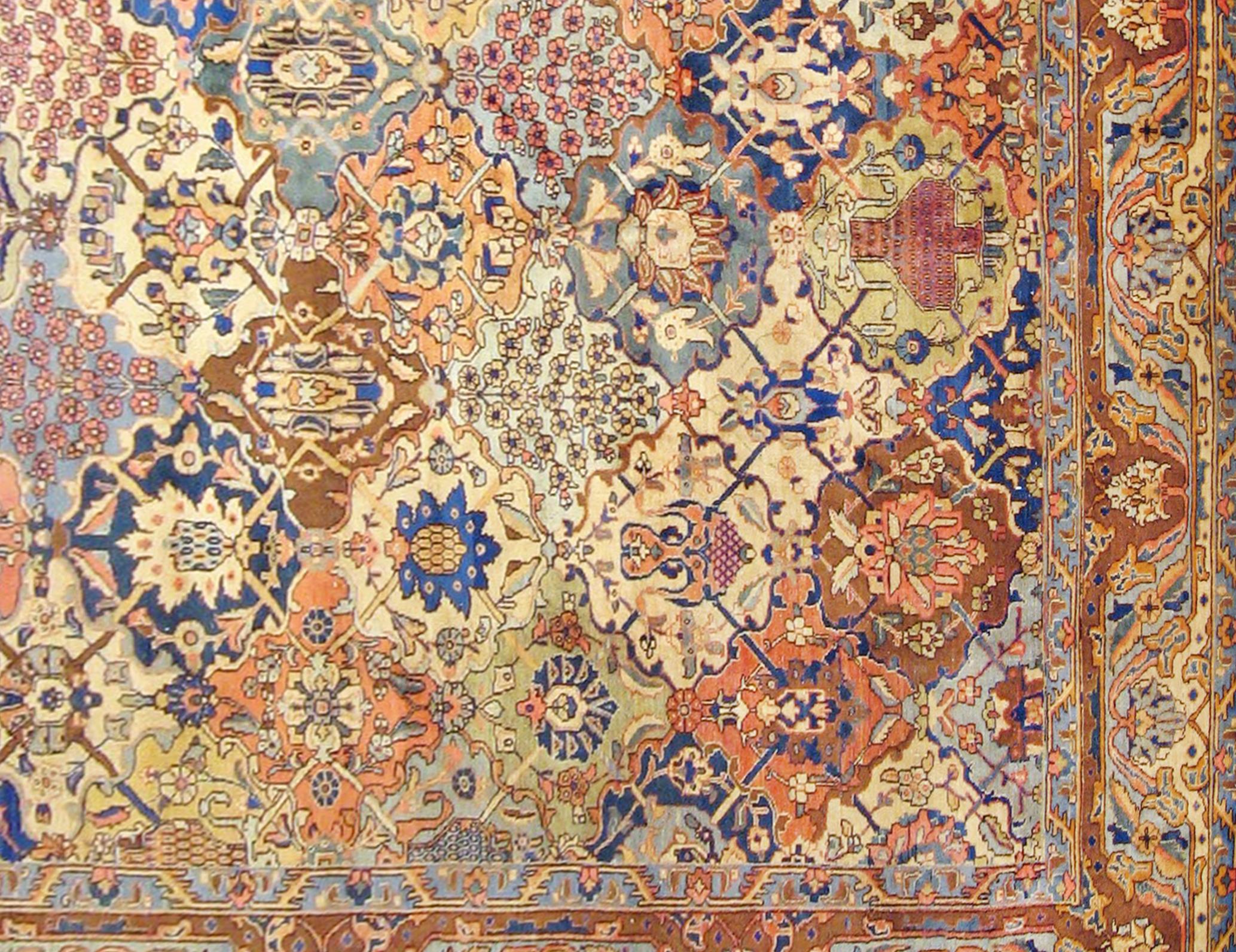 Antique Persian Tabriz Oriental Carpet in Room Size with Petagh Design In Good Condition For Sale In New York, NY