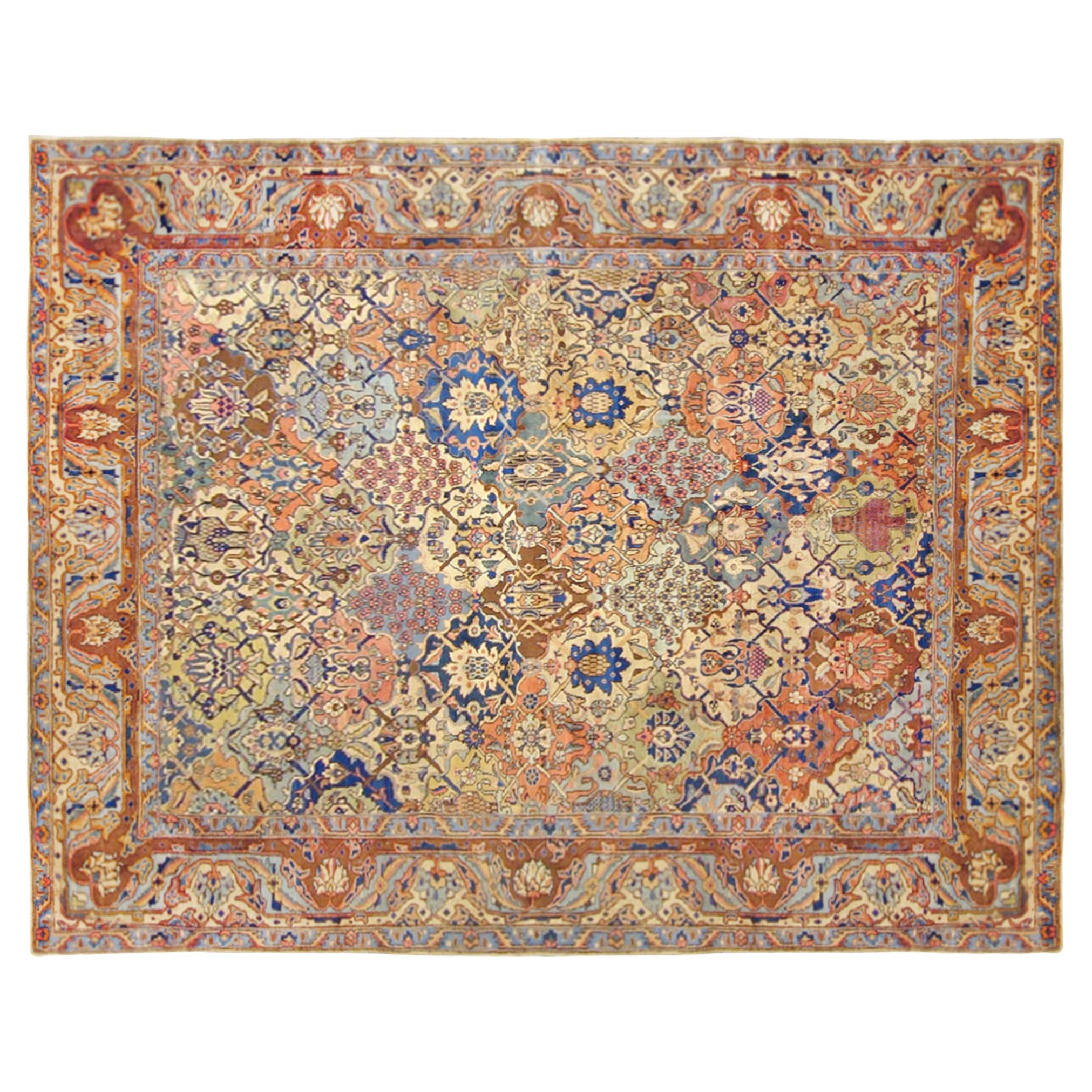 Antiker persischer Tbris- orientalischer Teppich in Zimmergre mit Petagh-Design