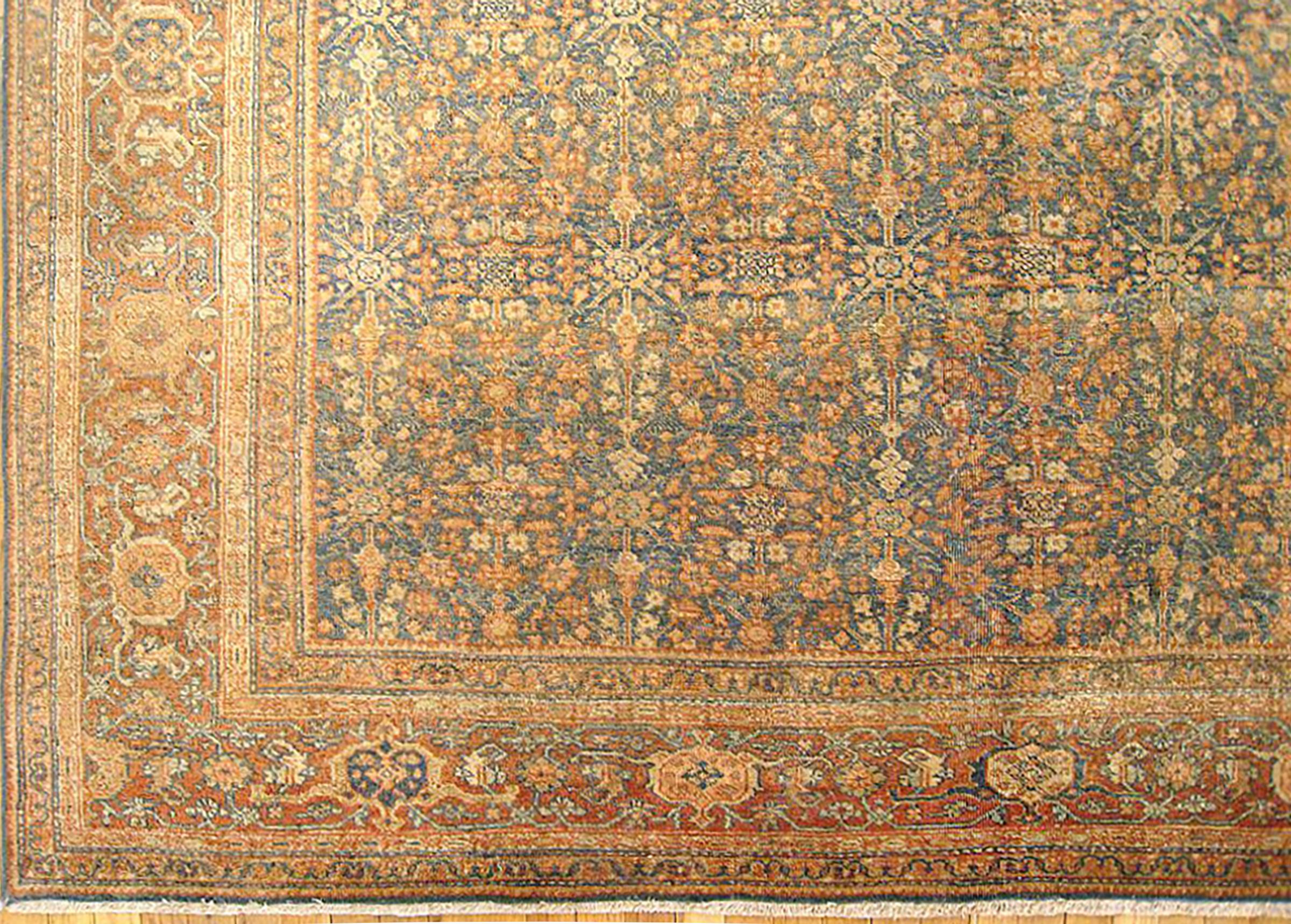 Hand-Knotted Antique Persian Tabriz Oriental Carpet in Room Size with Repeating Design For Sale