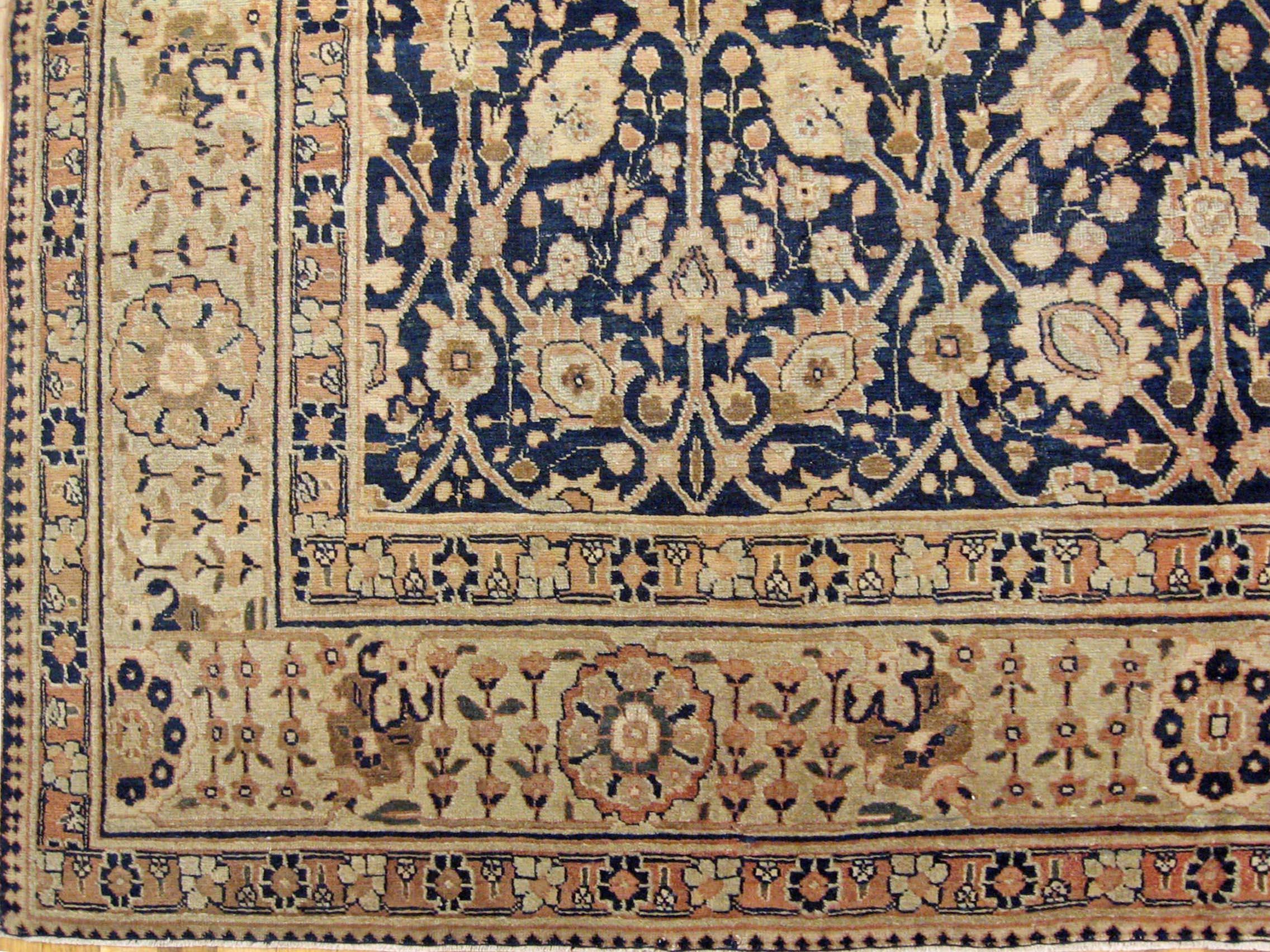 Hand-Knotted Antique Persian Tabriz Oriental Carpet in Room Size with Repeating Design For Sale