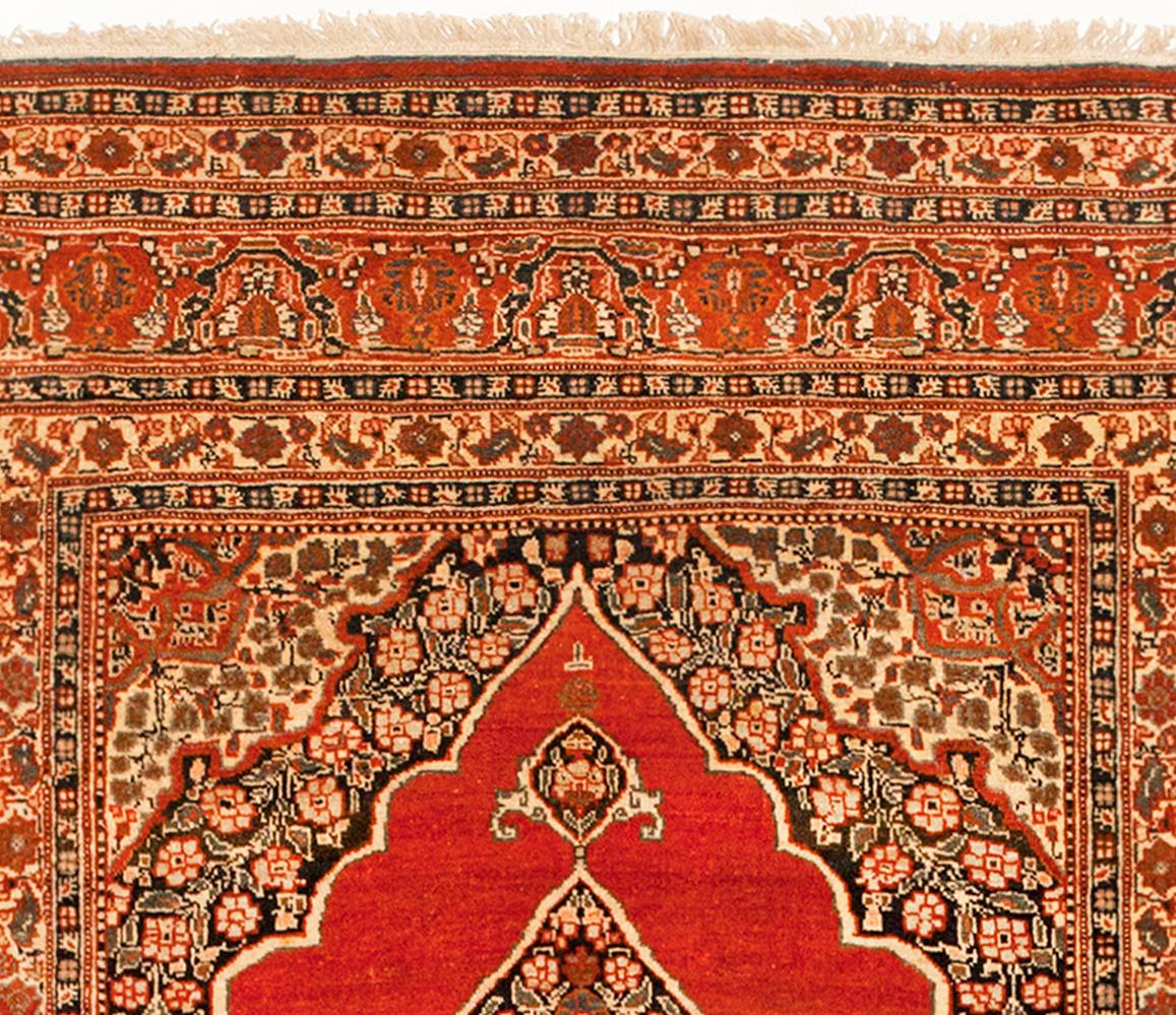 Hand-Knotted Antique Persian Tabriz Oriental Carpet in Small Size with Central Medallion For Sale