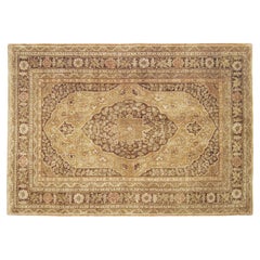 Antiker persischer Täbris- orientalischer Teppich in kleiner Größe mit zentralem Medaillon