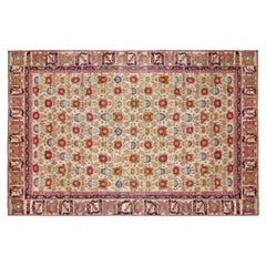 Tapis oriental persan antique Tabriz de petite taille avec rosettes et fleurs