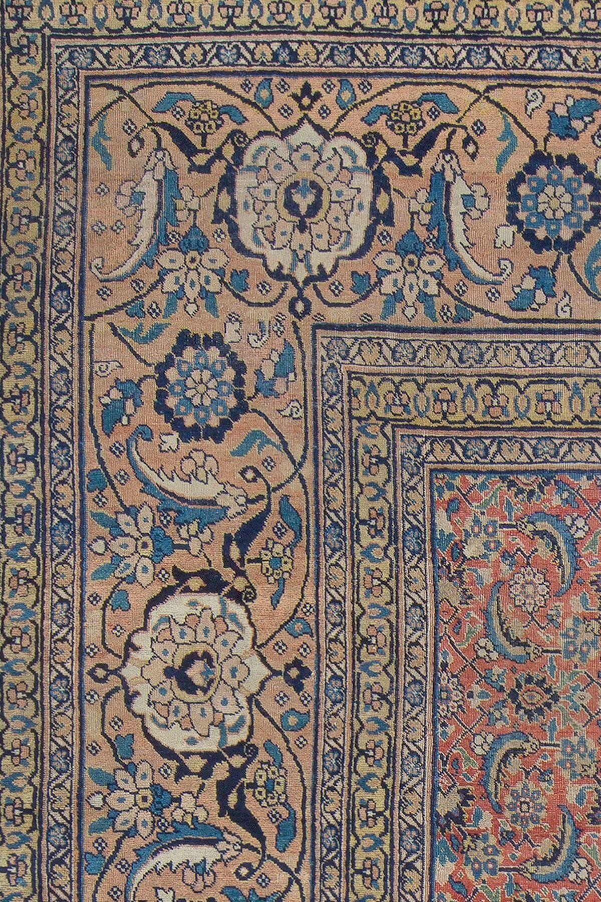 Hand-Knotted Antique Persian Tabriz Oriental Rug