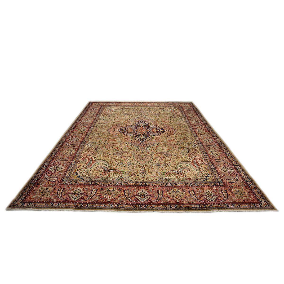 Ashly Fine Rugs presents a 1930s Antique Persian Tabriz. Tabriz is a northern city in modern-day Iran and has forever been famous for the fineness and craftsmanship of its handmade rugs. These rugs are better known as the Pahlavi Dynasty rugs, as