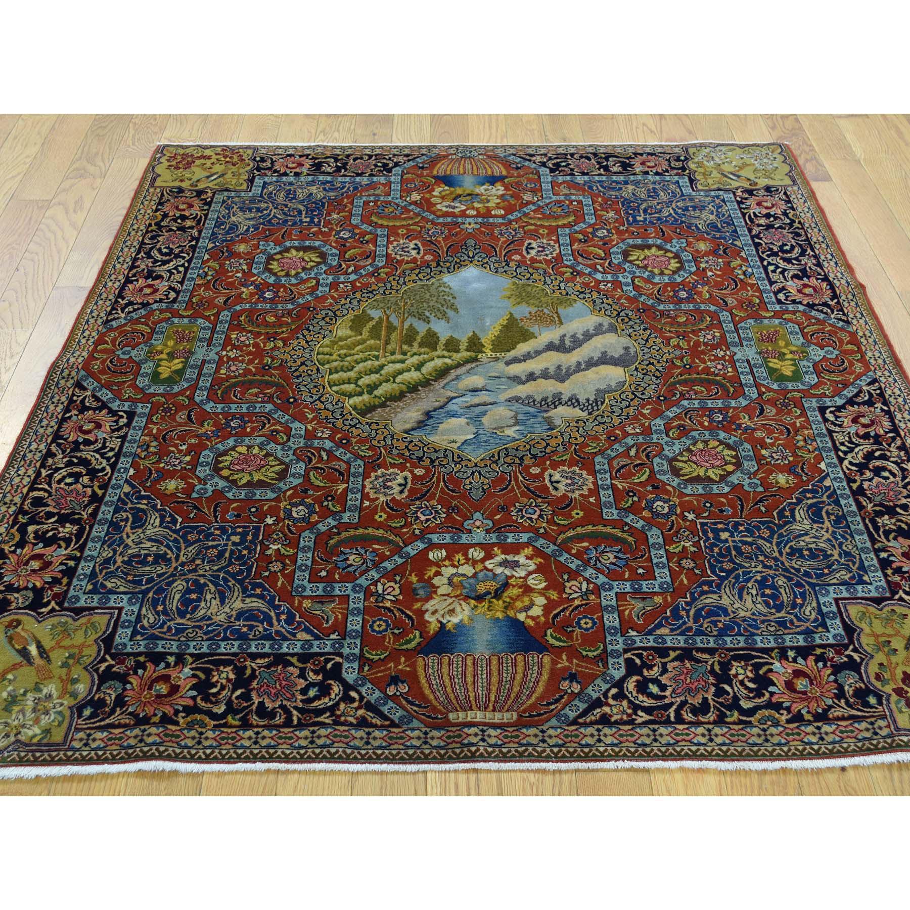 Antique Persian Tabriz pictorial mint condition oriental rug

Measures: 4'7