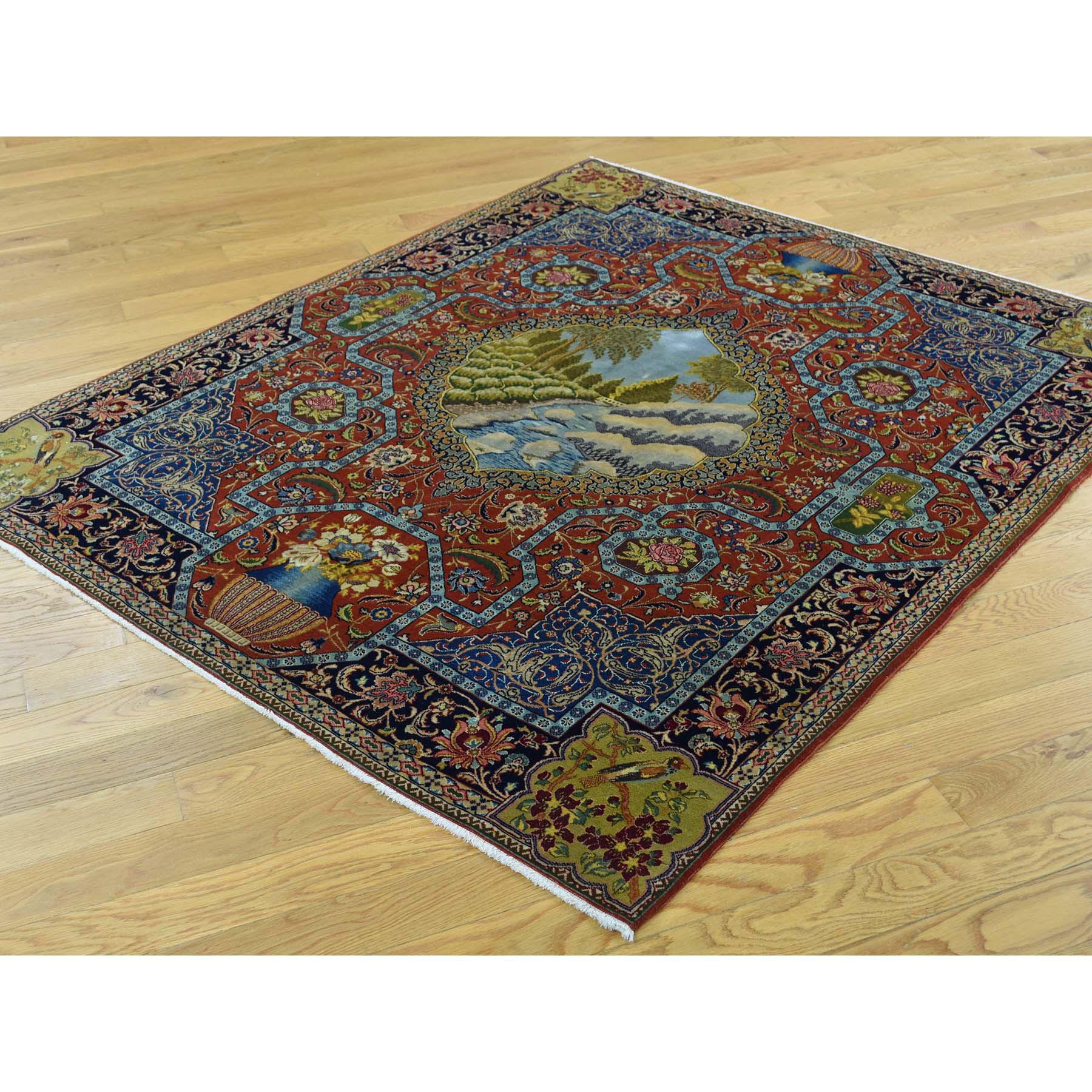 Antique Persian Tabriz Pictorial Mint Cond Oriental Rug In Good Condition In Carlstadt, NJ
