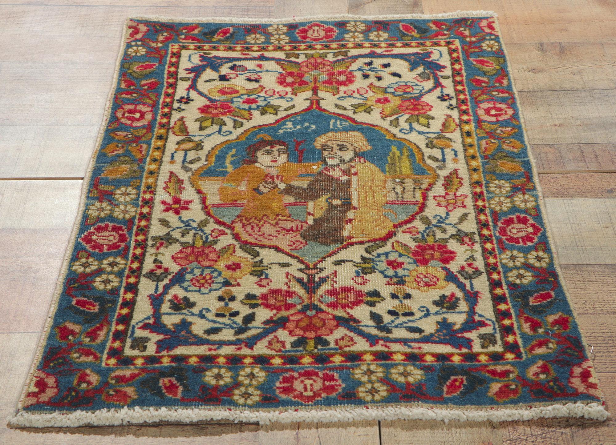 Antique Persian Tabriz Pictorial Rug For Sale 1