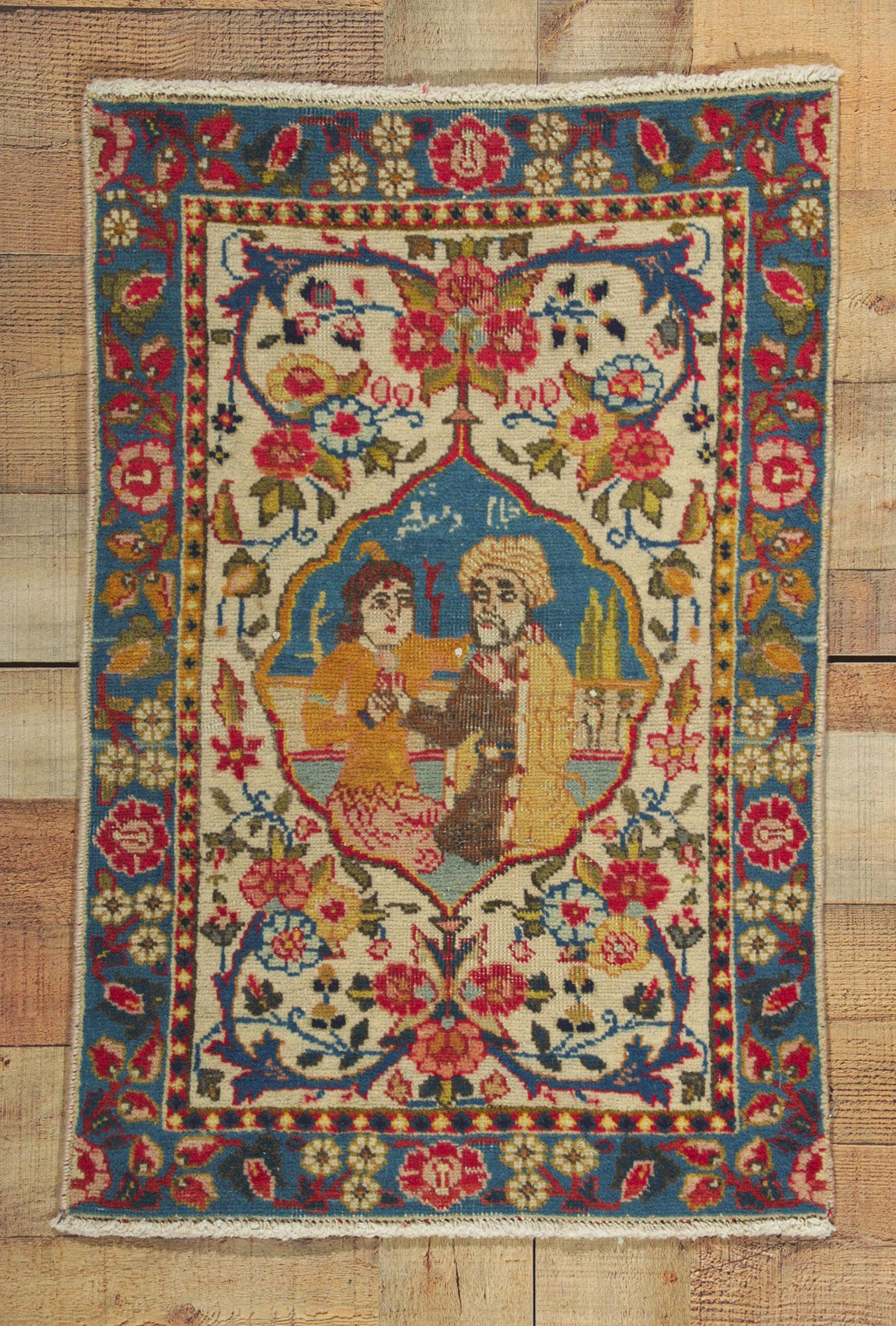 Antiker persischer Täbriz-Bilderteppich (Wolle) im Angebot