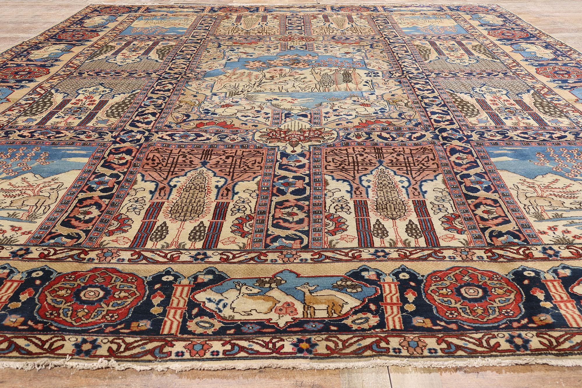 XIXe siècle Fin du 19e siècle - Tapis persan ancien de Tabriz à motifs picturaux de style traditionnel en vente