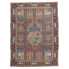 Used Persian Tabriz Pictorial Rug with Garden Design