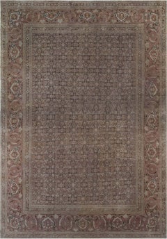 Antique Persian Tabriz Pink Handmade Wool Rug