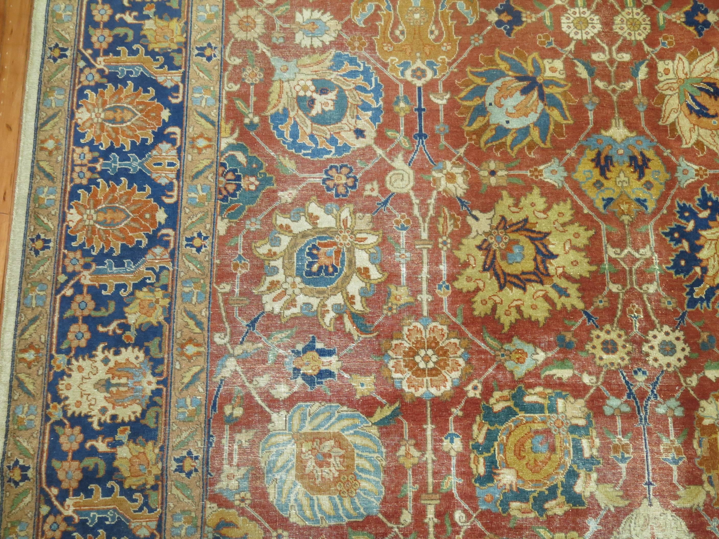 Antique Persian Tabriz Room Size Rug 6