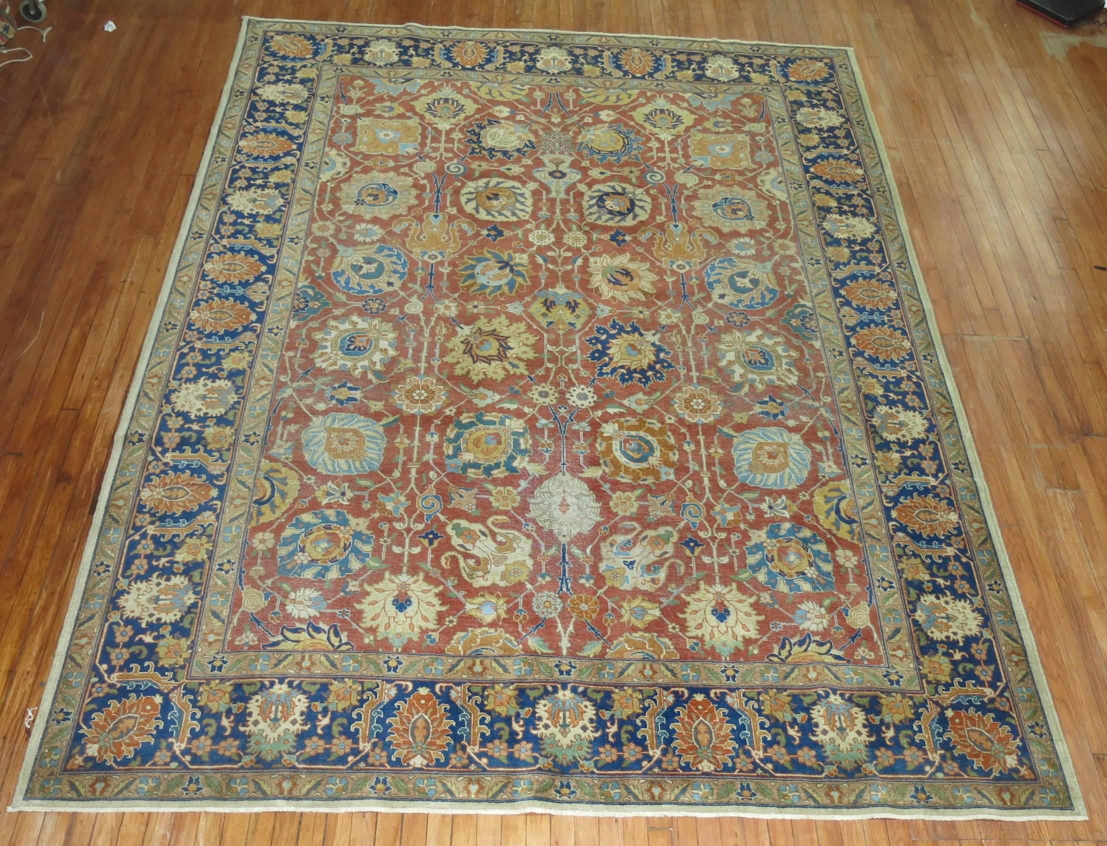 Antique Persian Tabriz Room Size Rug 8