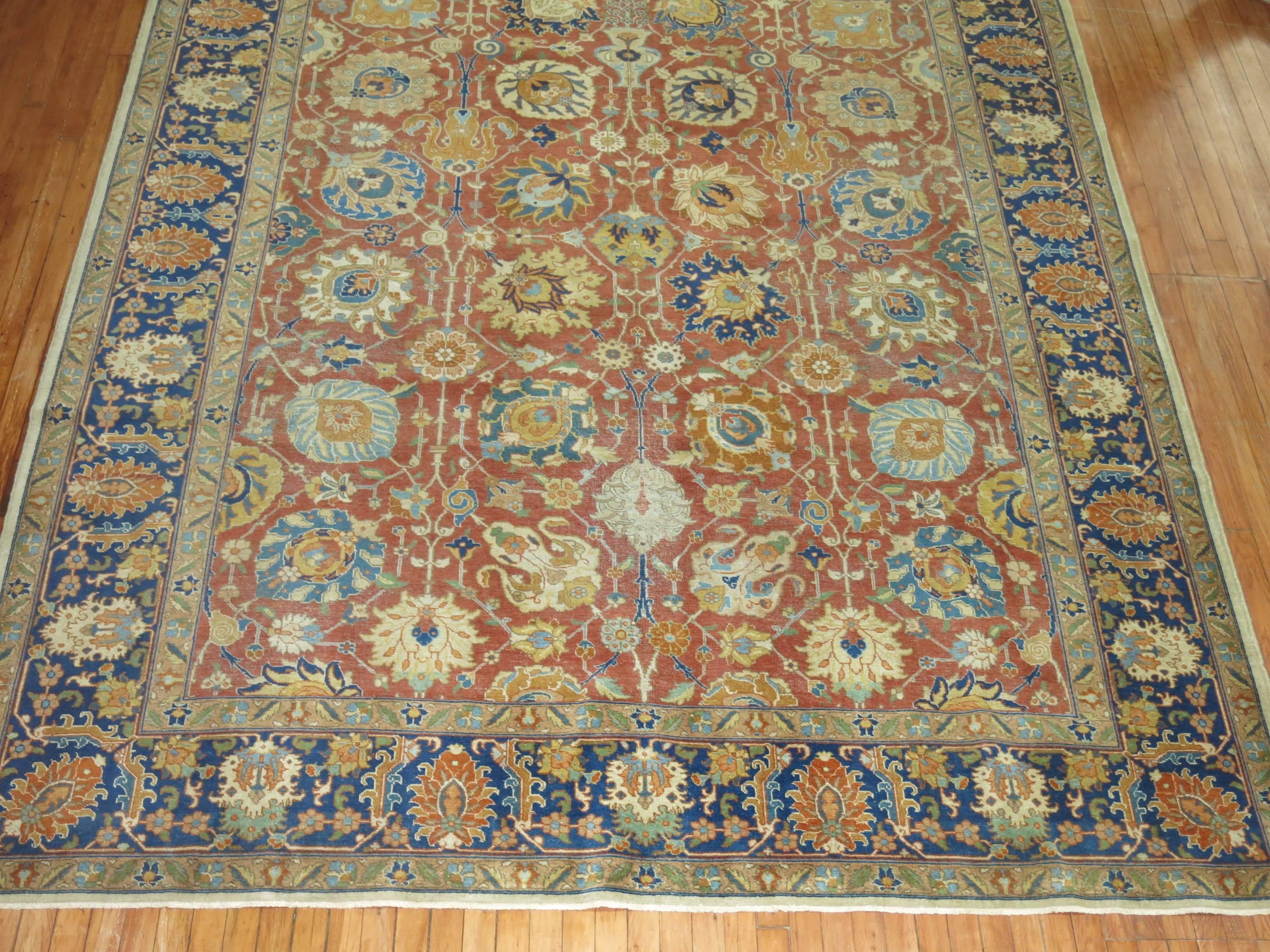 Antique Persian Tabriz Room Size Rug 9