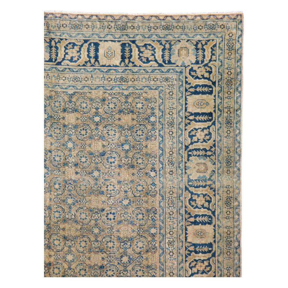 Hand-Knotted Antique Persian Tabriz Room Size Rug For Sale