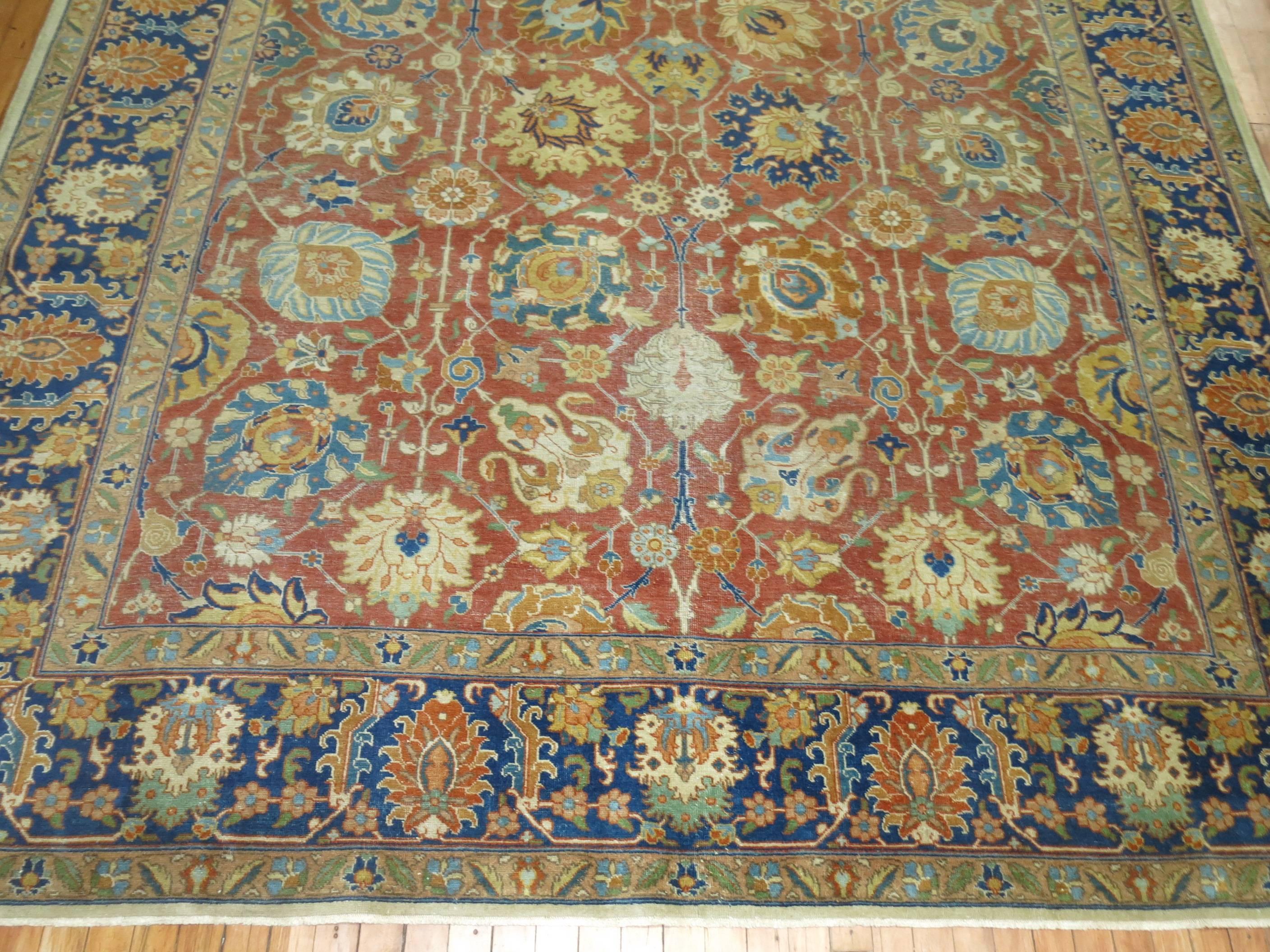 20th Century Antique Persian Tabriz Room Size Rug