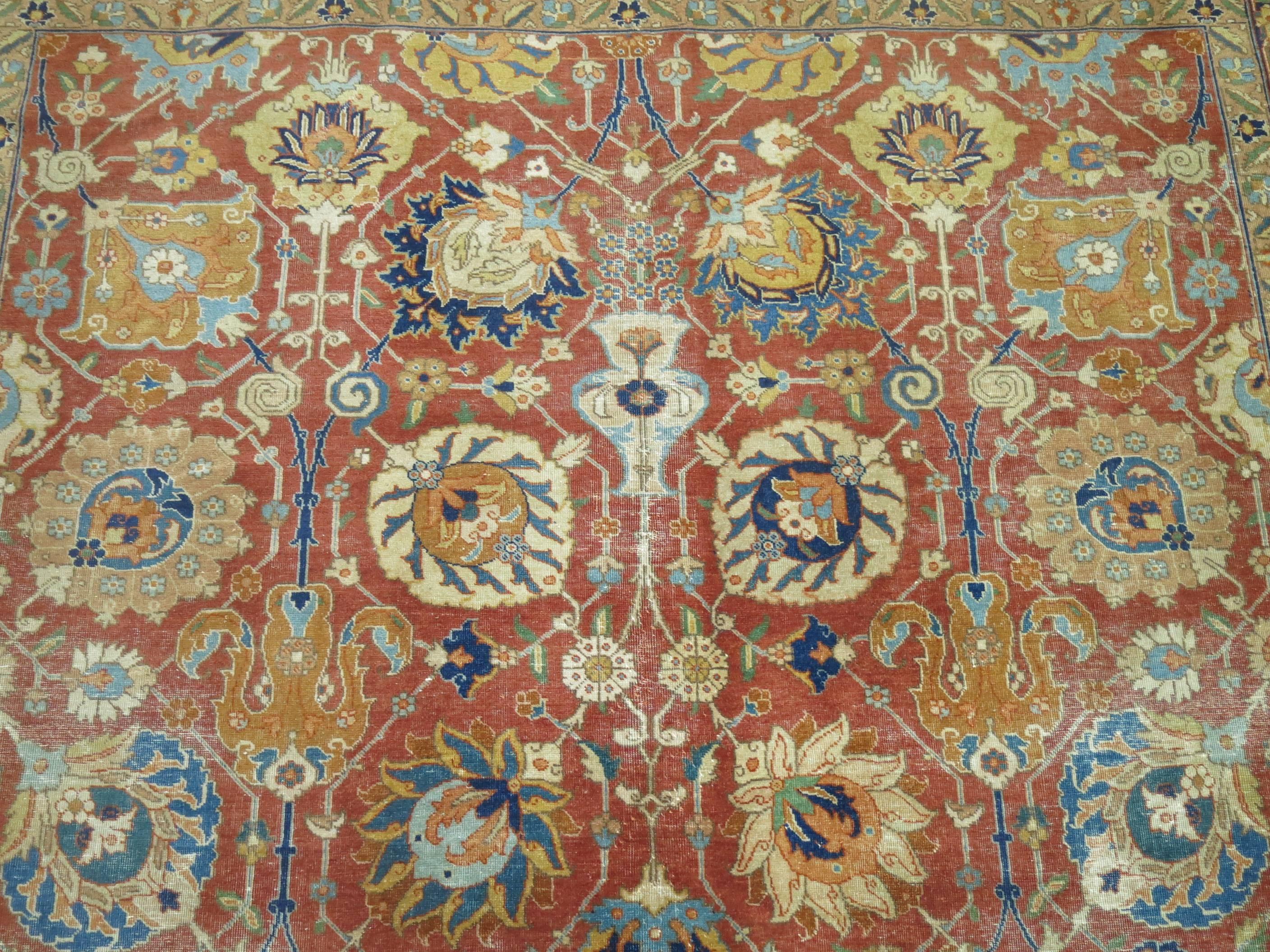 Antique Persian Tabriz Room Size Rug 1