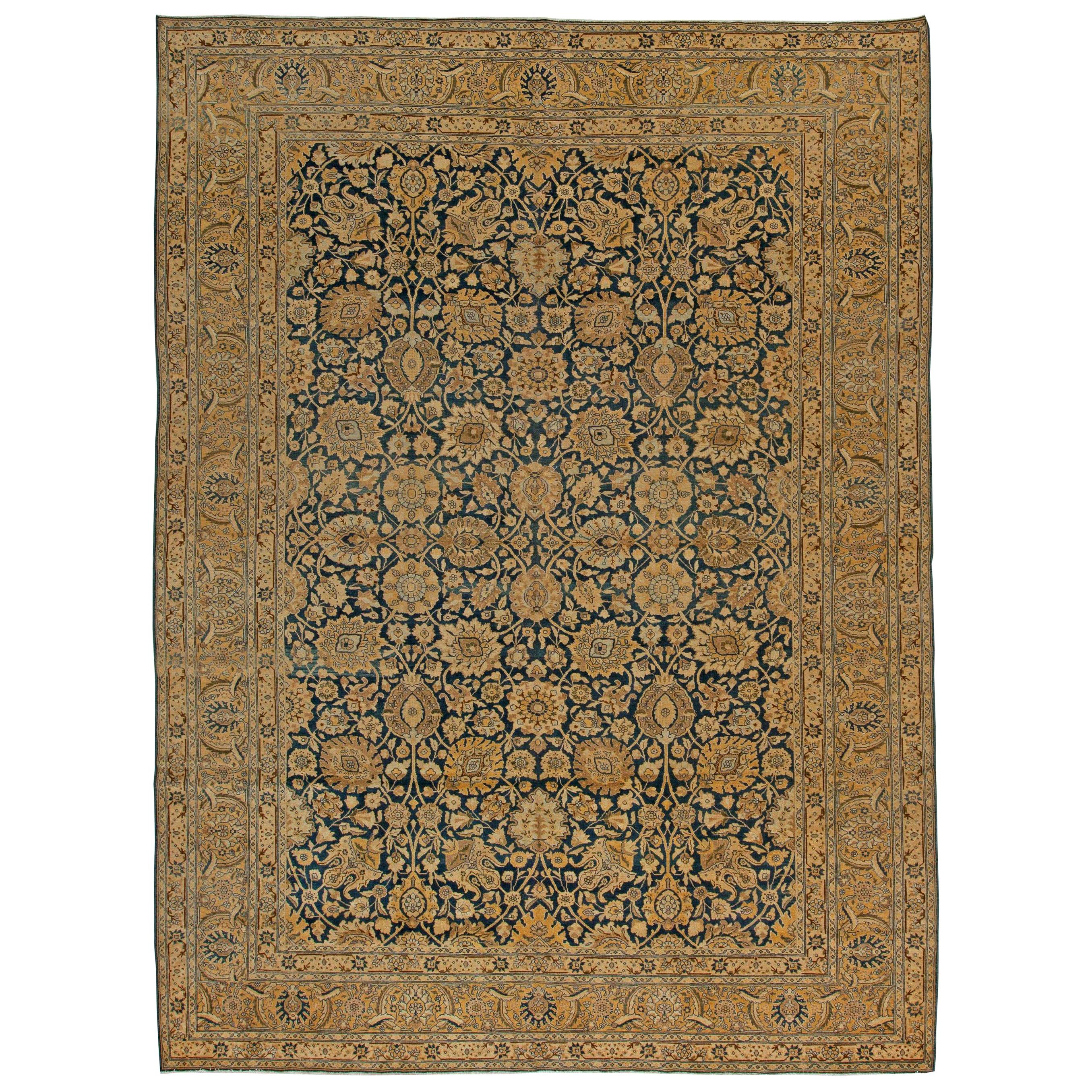 Antique Persian Tabriz Handmade Wool Rug For Sale