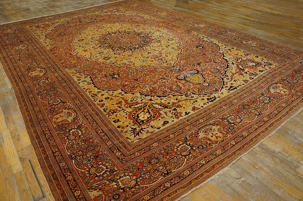 Hand-Knotted Antique Persian Tabriz Rug 10' 1
