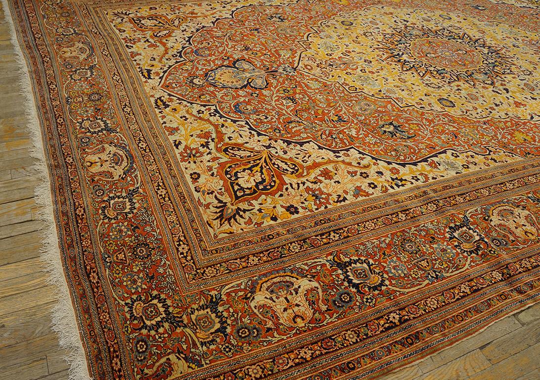 Late 19th Century Antique Persian Tabriz Rug 10' 1