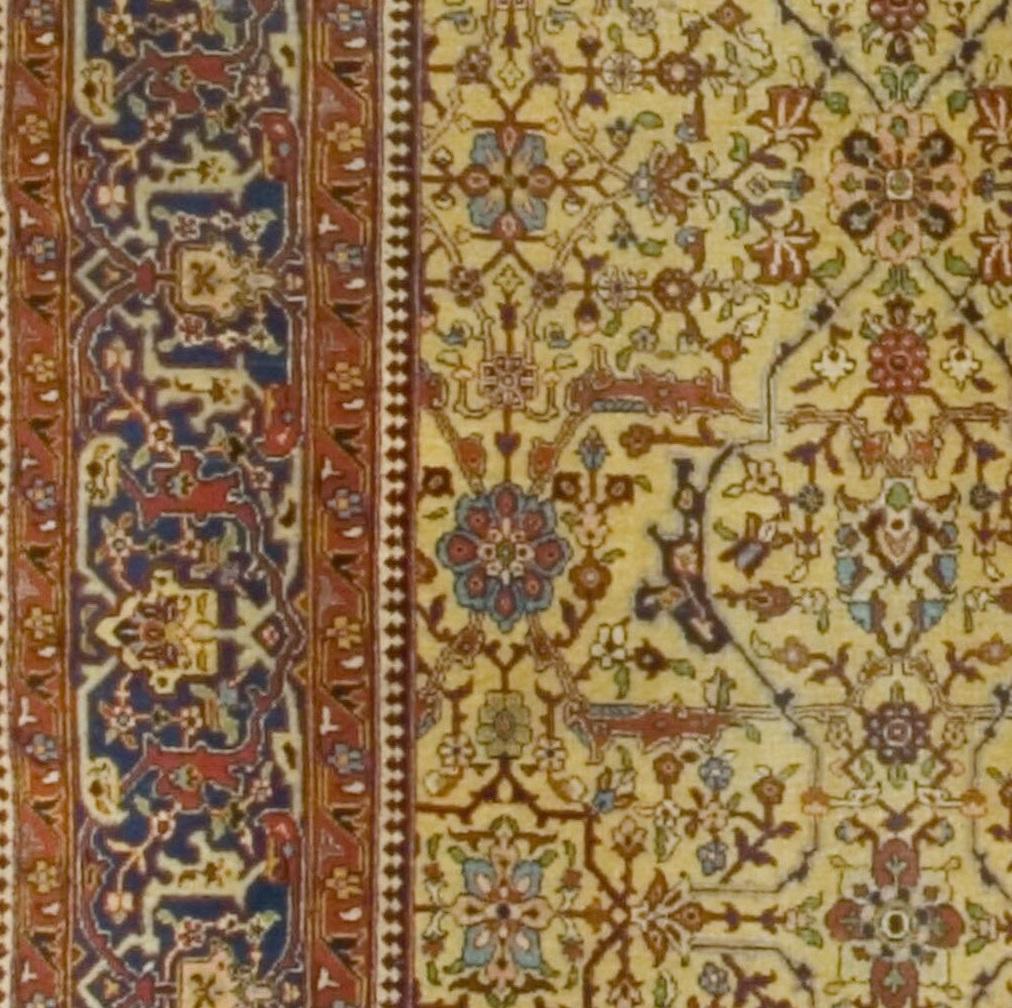Laine Tapis persan ancien de Tabriz  3,40 m x 4,45 m en vente