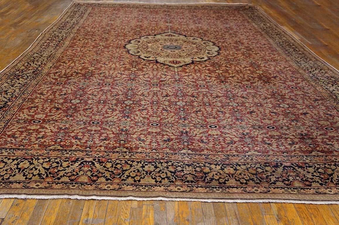 Hand-Knotted 19th Century Persian Tabriz Carpet ( 10'2