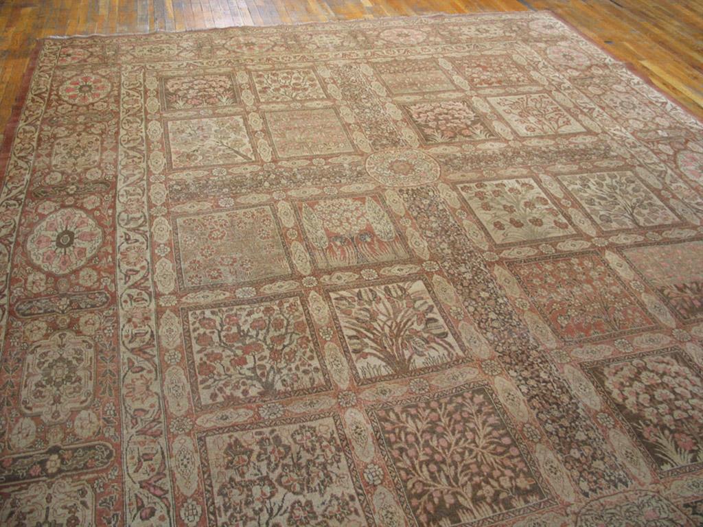 Wool Late 19th Century Persian Tabriz Garden Carpet ( 11' x 17'9