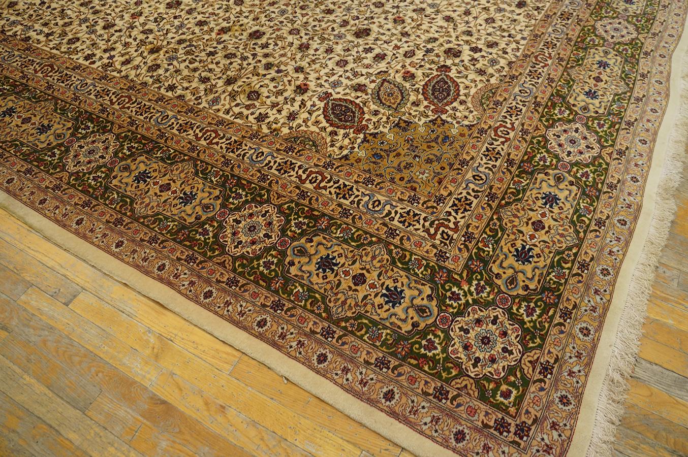 Hand-Knotted Antique Persian Tabriz Rug 11' 7'' x 15' 7'' For Sale