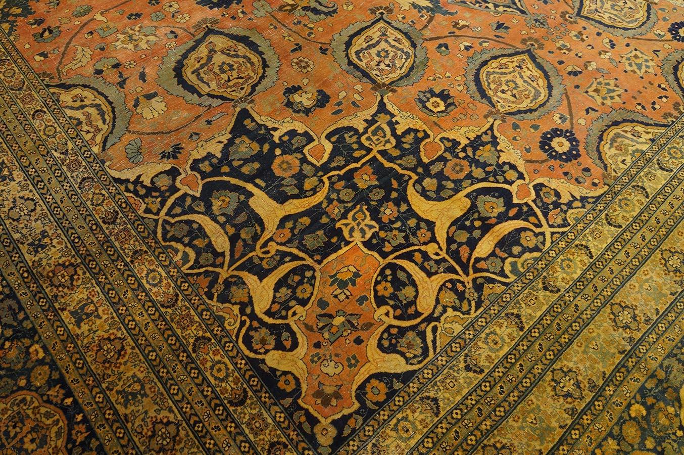 Tappeto persiano Tabriz Haji Jalili della fine del XIX secolo (14'4