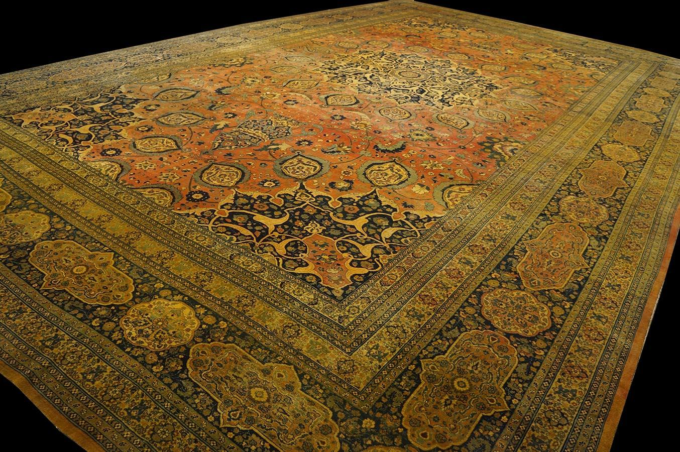 Late 19th Century Persian Tabriz Haji Jalili Carpet ( 14'4