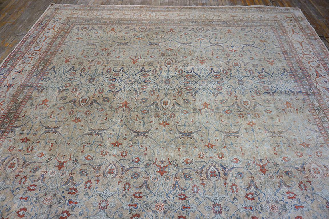 Wool Late 19th Century Persian Tabriz Carpet ( 11'4