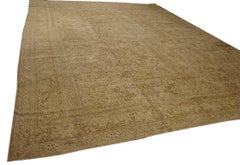 1900s Camel Brown Earth Tone Antique Persian Tabriz Carpet 14'2"x20'6" Wool Rug