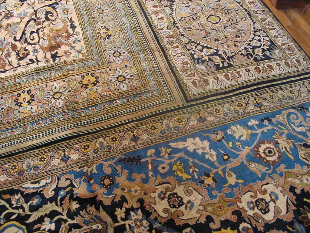 Wool 19th Century Persian Tabriz Haji Jalili Carpet ( 15'6