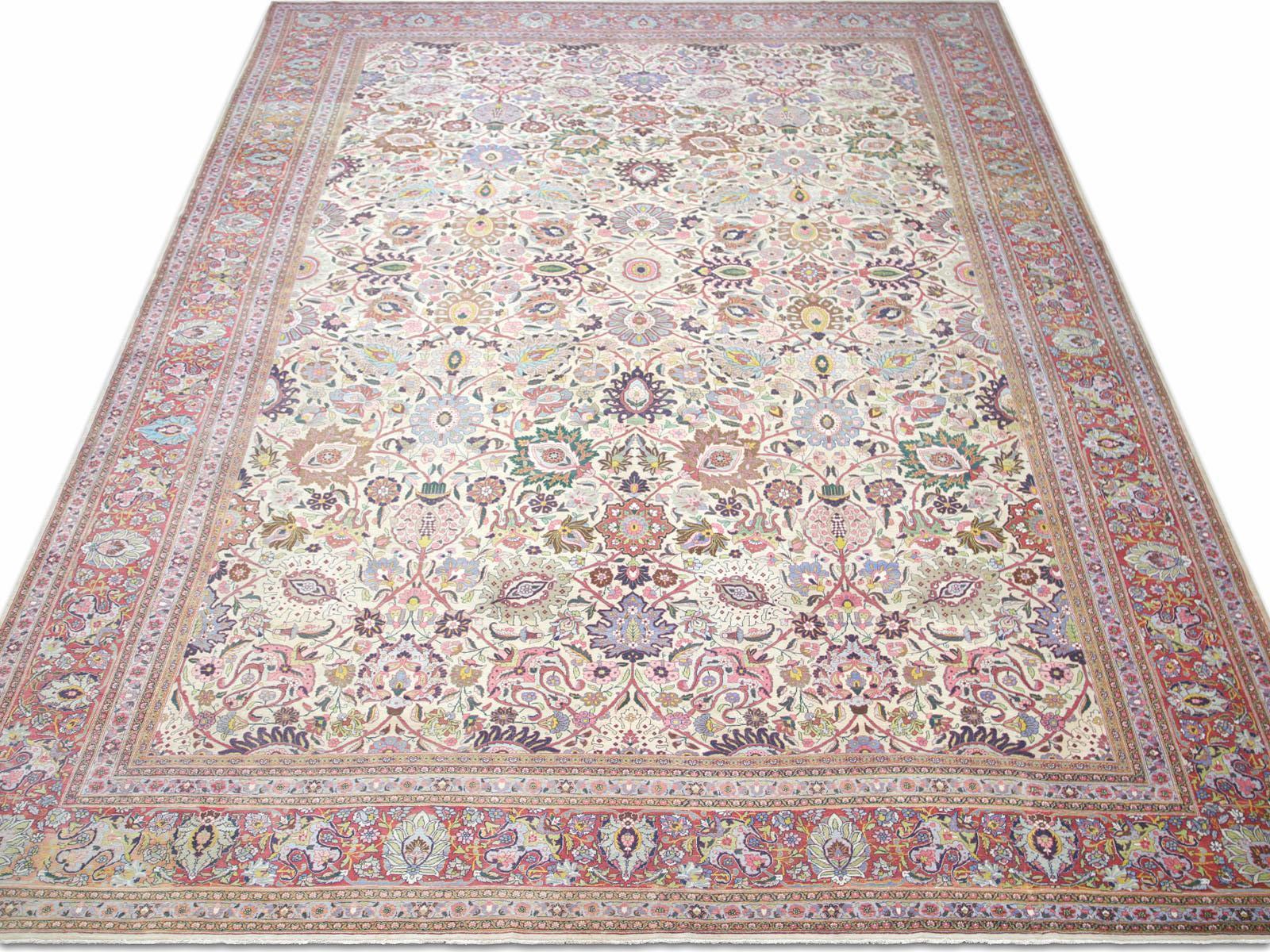 Début du 20ème siècle Tapis persan Tabriz ancien - 16'3